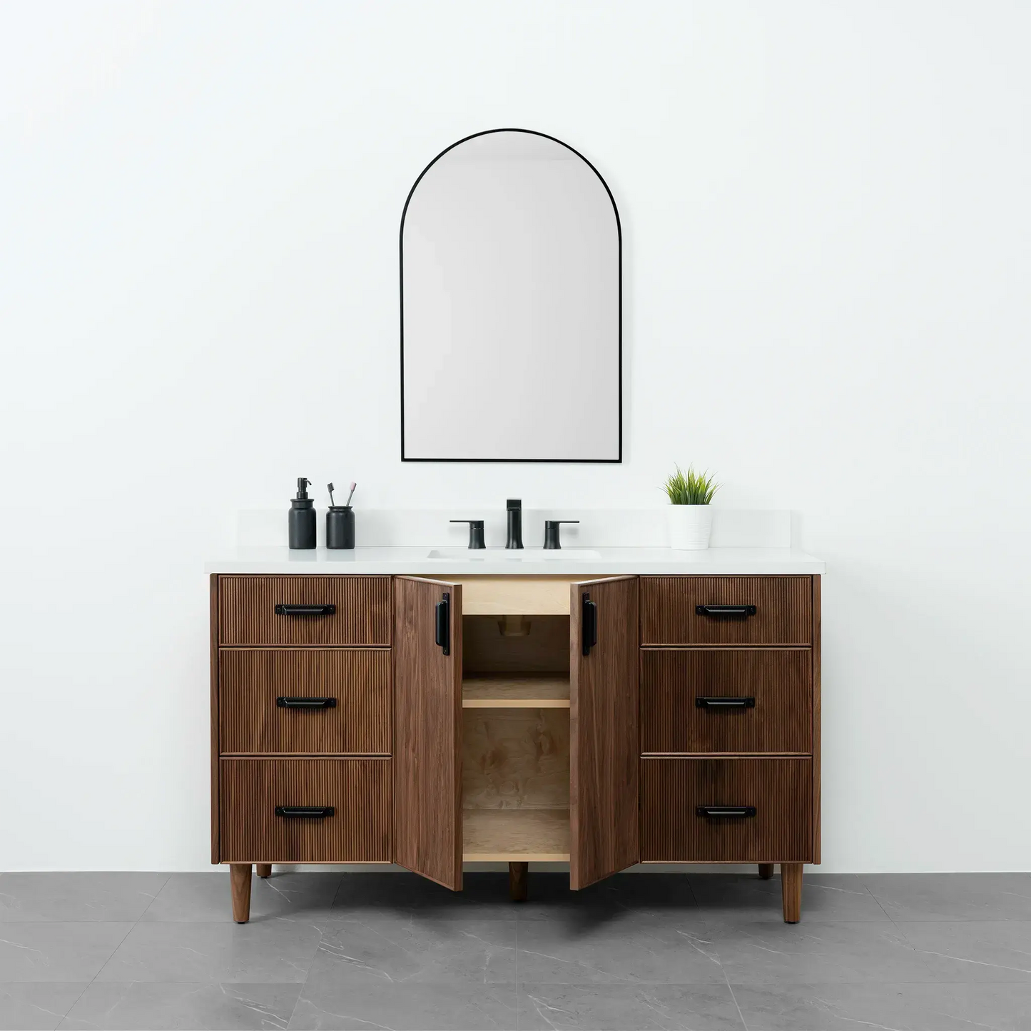 Malibu 60" American Black Walnut Bathroom Vanity - Teodor Vanities