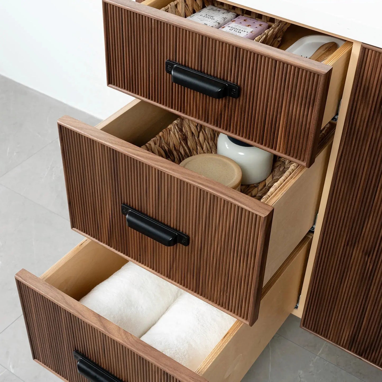 Malibu 60" American Black Walnut Bathroom Vanity - Teodor Vanities