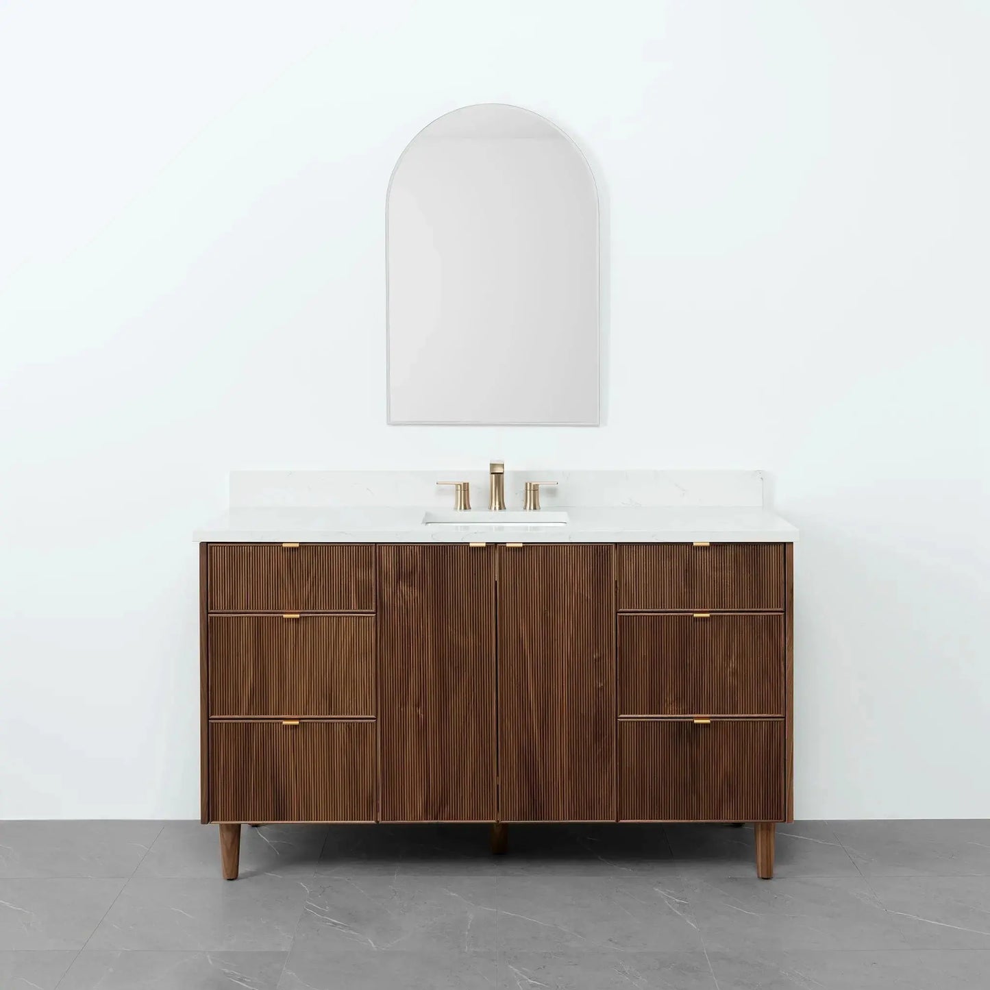 Malibu 60" American Black Walnut Bathroom Vanity - Teodor Vanities