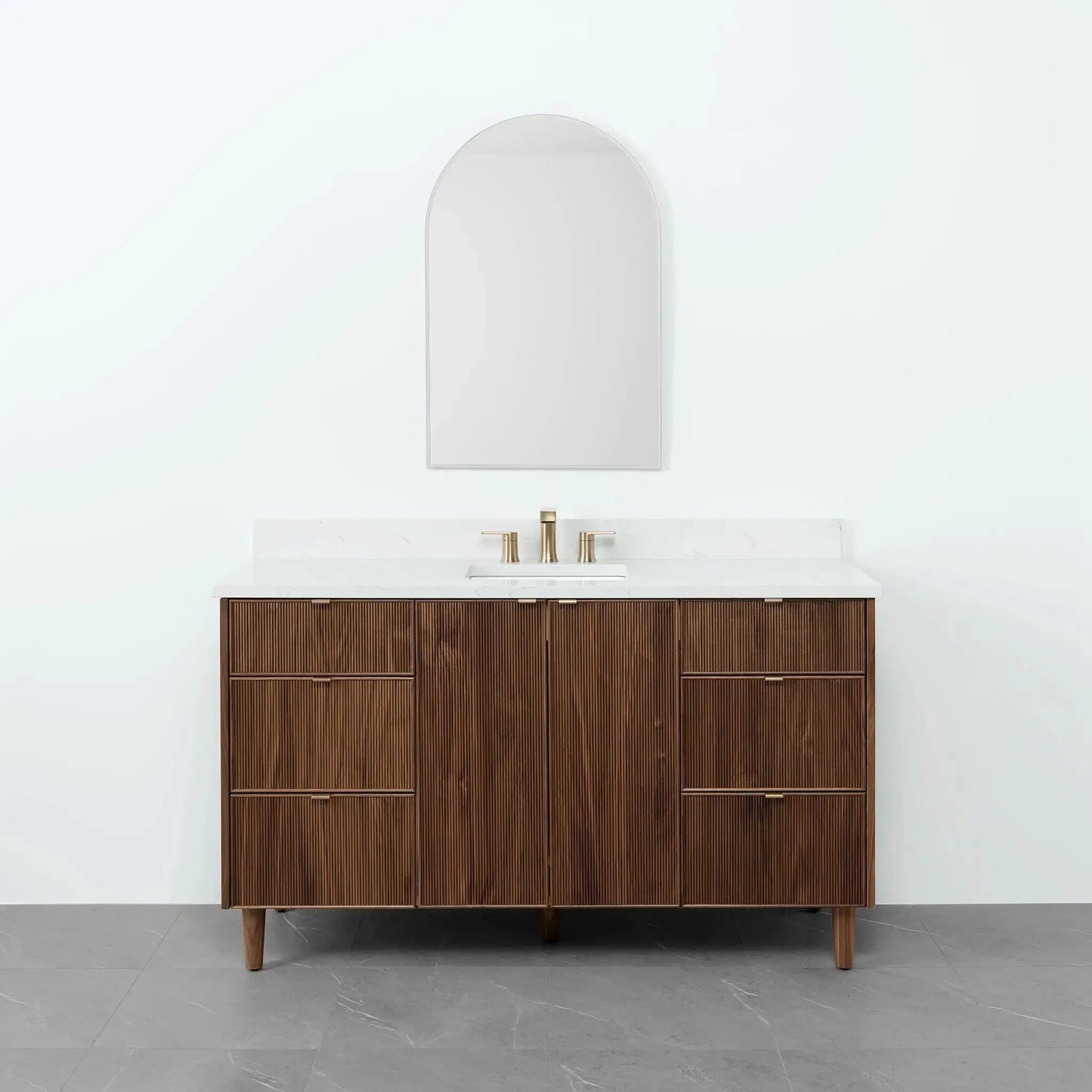 Malibu 60" American Black Walnut Bathroom Vanity - Teodor Vanities