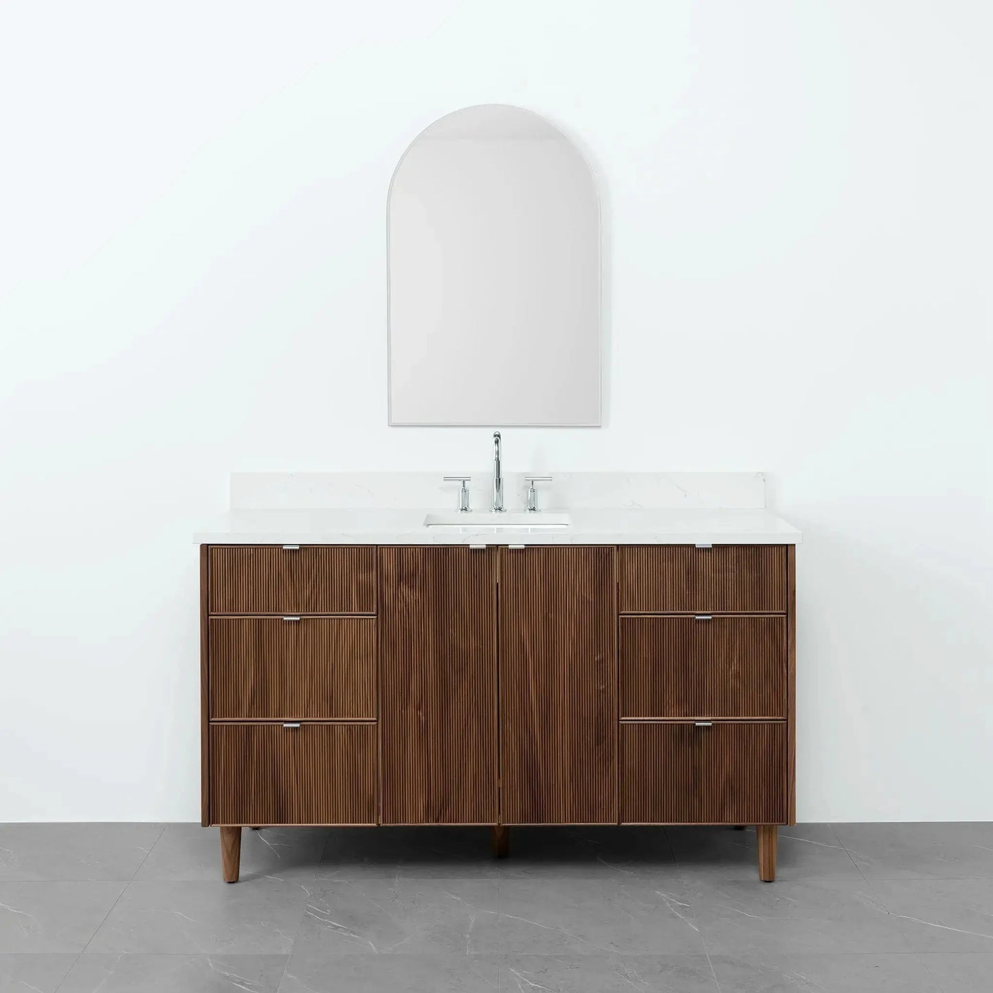 Malibu 60" American Black Walnut Bathroom Vanity - Teodor Vanities
