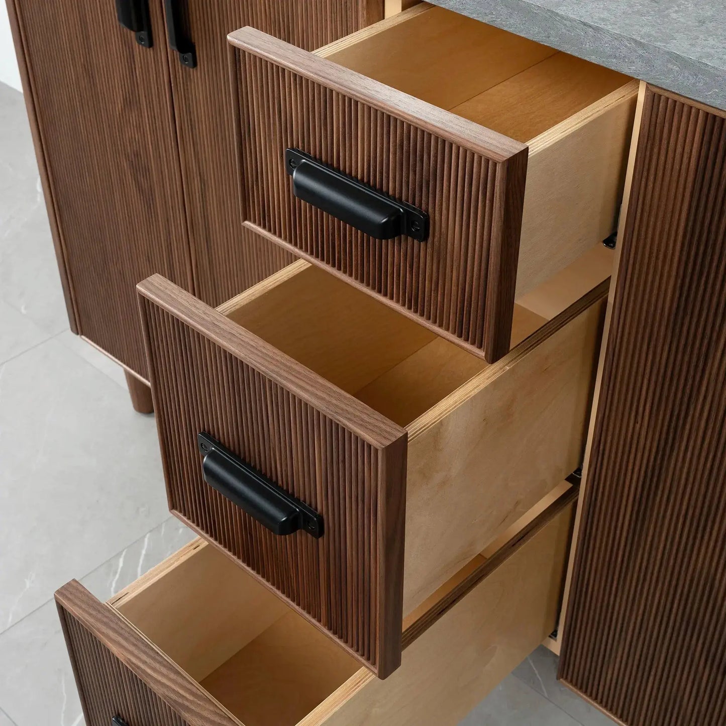 Malibu 60" American Black Walnut Bathroom Vanity, Double Sink - Teodor Vanities