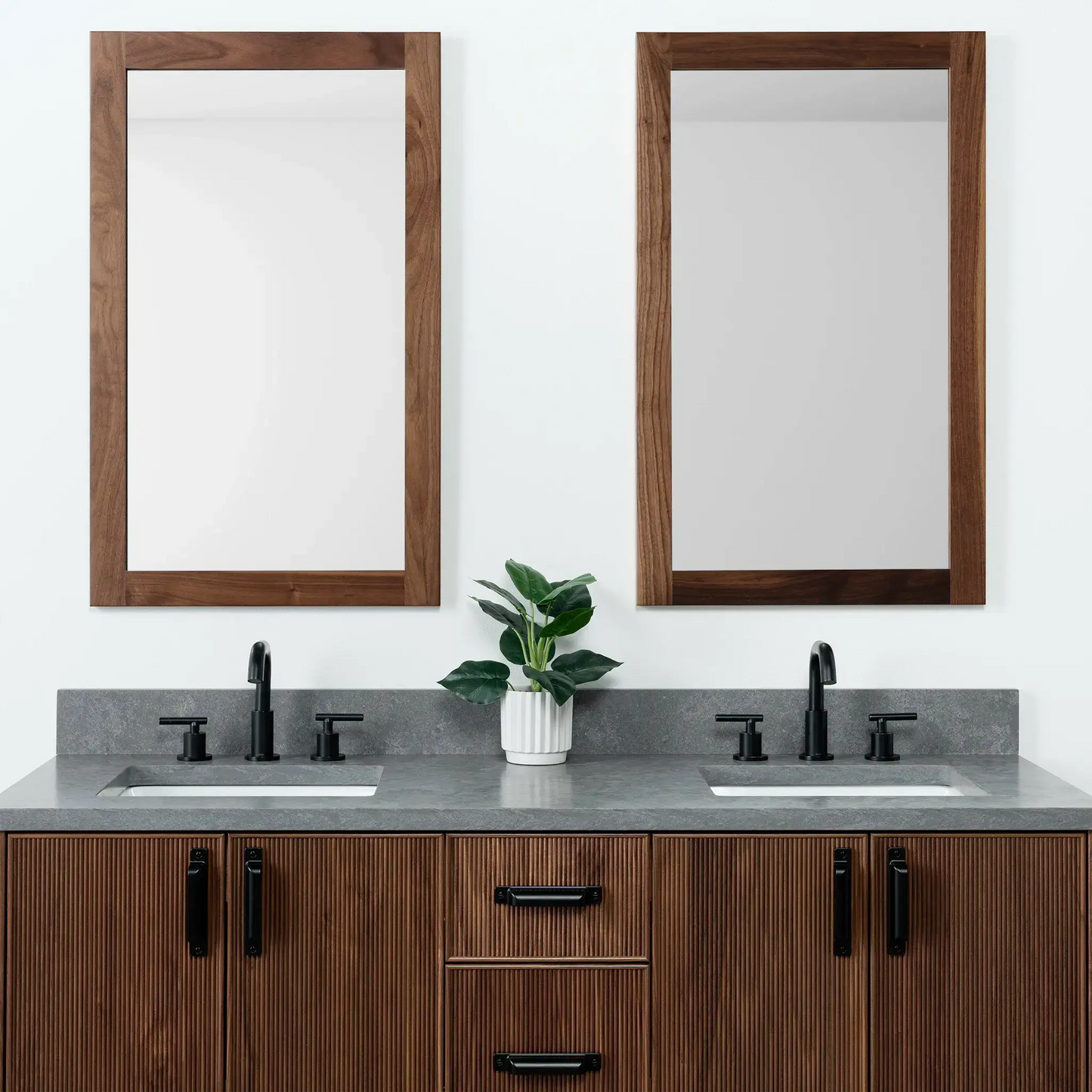 Malibu 60" American Black Walnut Bathroom Vanity, Double Sink - Teodor Vanities