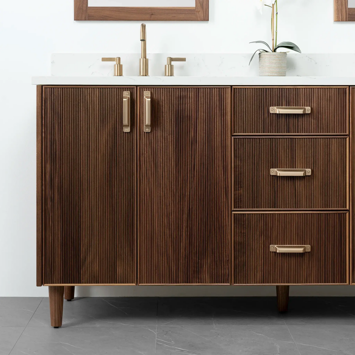 Malibu 72" American Black Walnut Bathroom Vanity, Double Sink - Teodor Vanities