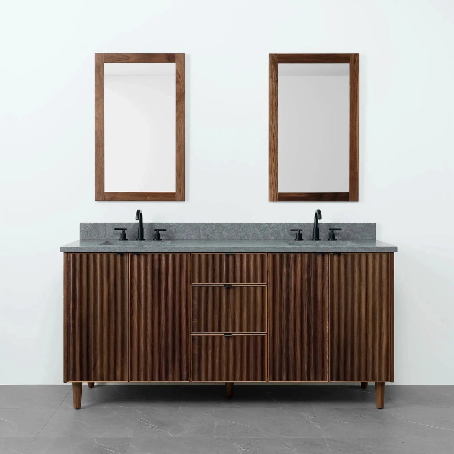 Malibu 72" American Black Walnut Bathroom Vanity, Double Sink - Teodor Vanities