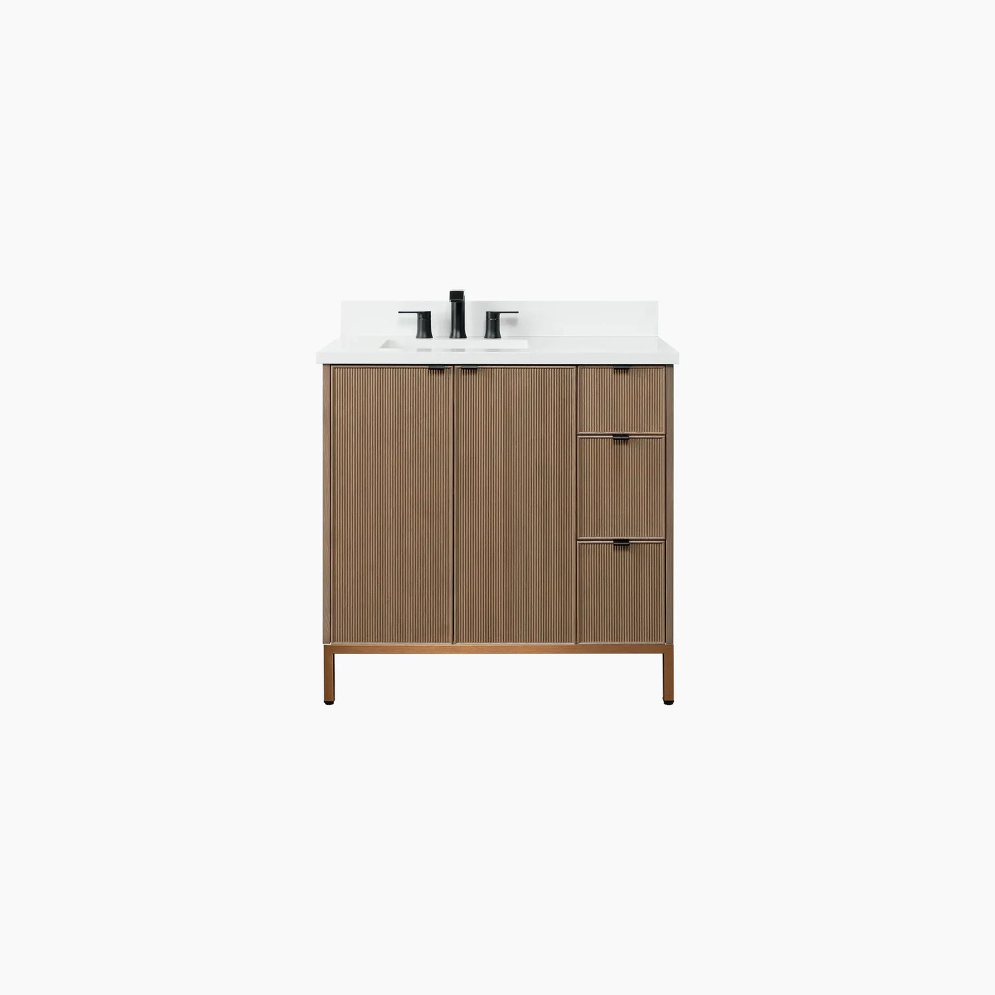 Malibu 36" Almond Coast Bathroom Vanity, Left Sink