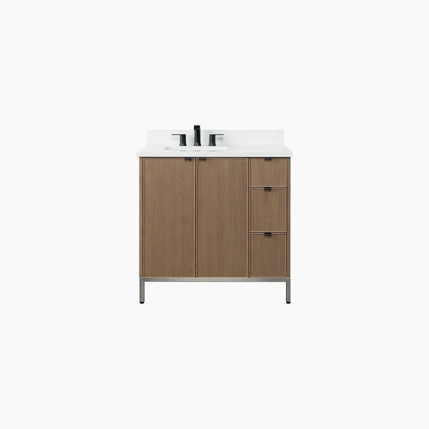 Malibu 36" Almond Coast Bathroom Vanity, Left Sink
