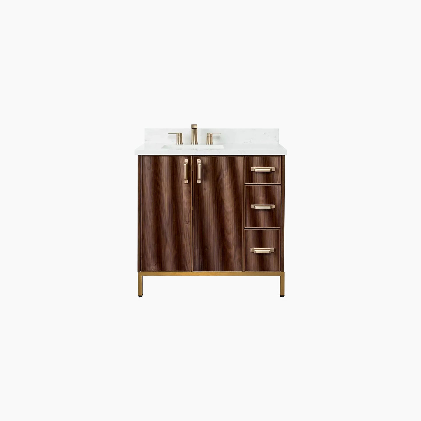 Malibu 36" American Black Walnut Bathroom Vanity, Left Sink