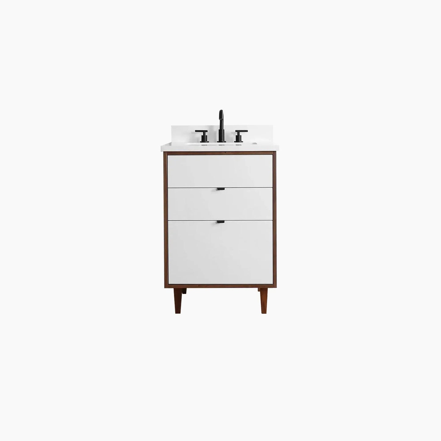 Sidney SLIM 24" Gloss White Bathroom Vanity - All Drawers Teodor Bathroom Vanity Canada