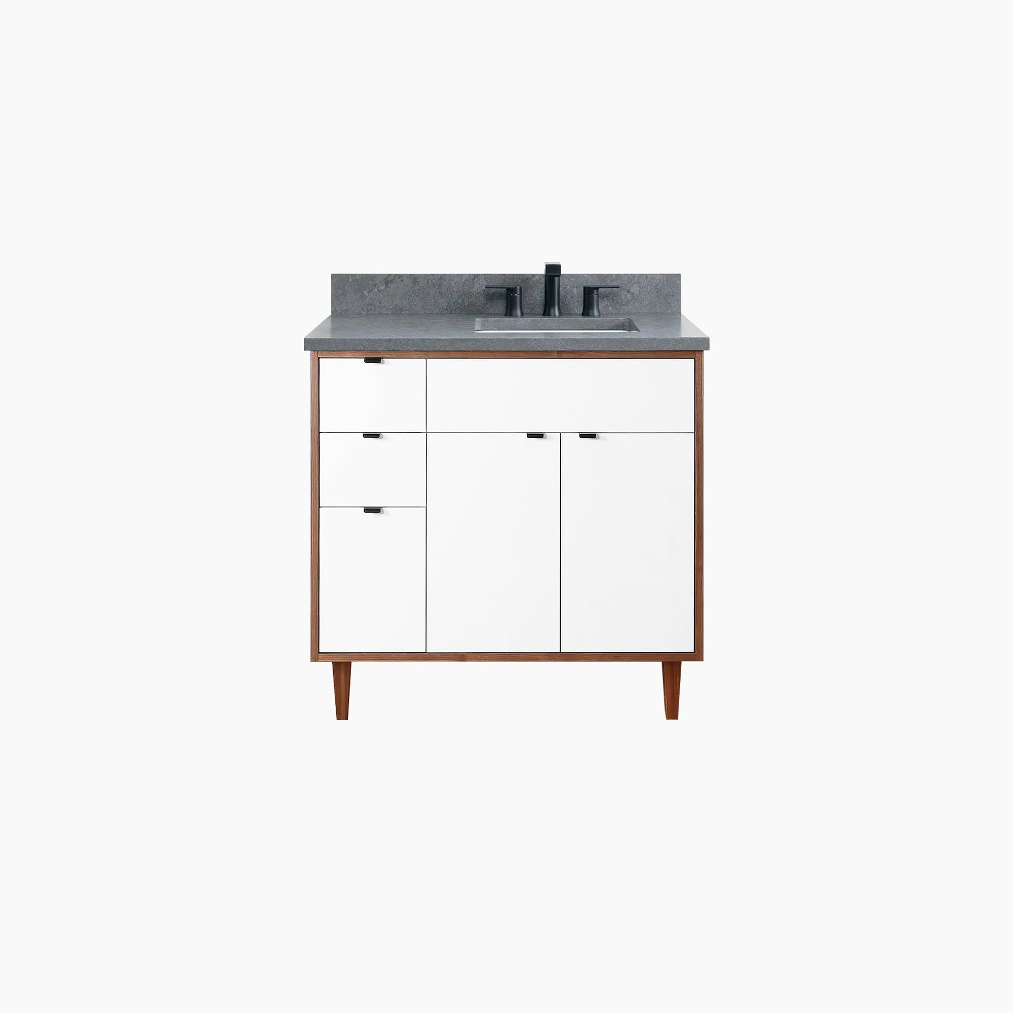 Sidney 36 Gloss White Bathroom Vanity, Right Sink