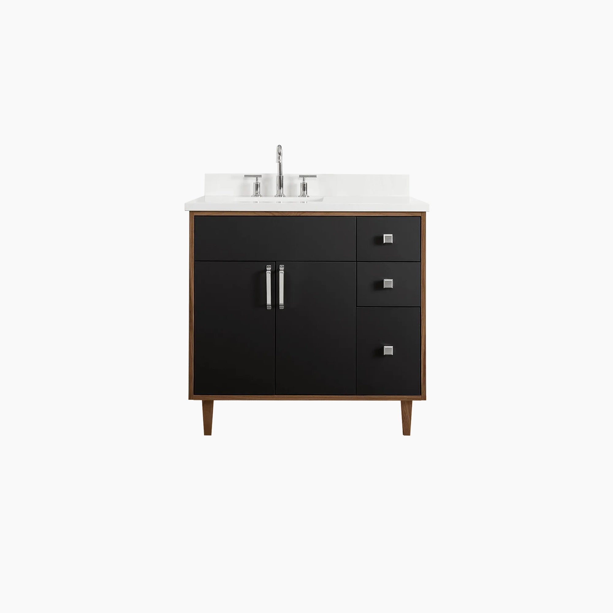 Sidney 36 Matte Black Bathroom Vanity, Left Sink