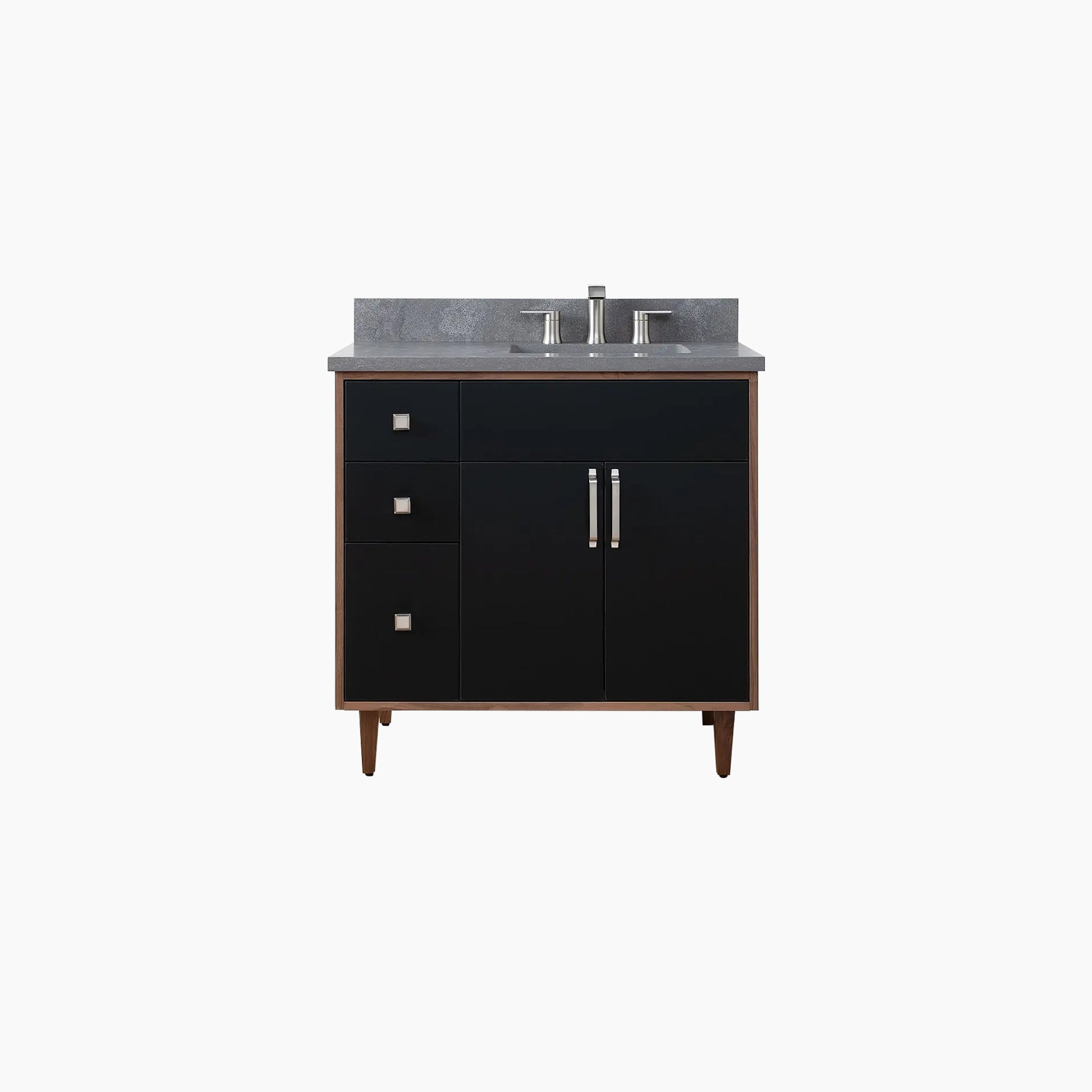 Sidney 36 Matte Black Bathroom Vanity, Right Sink