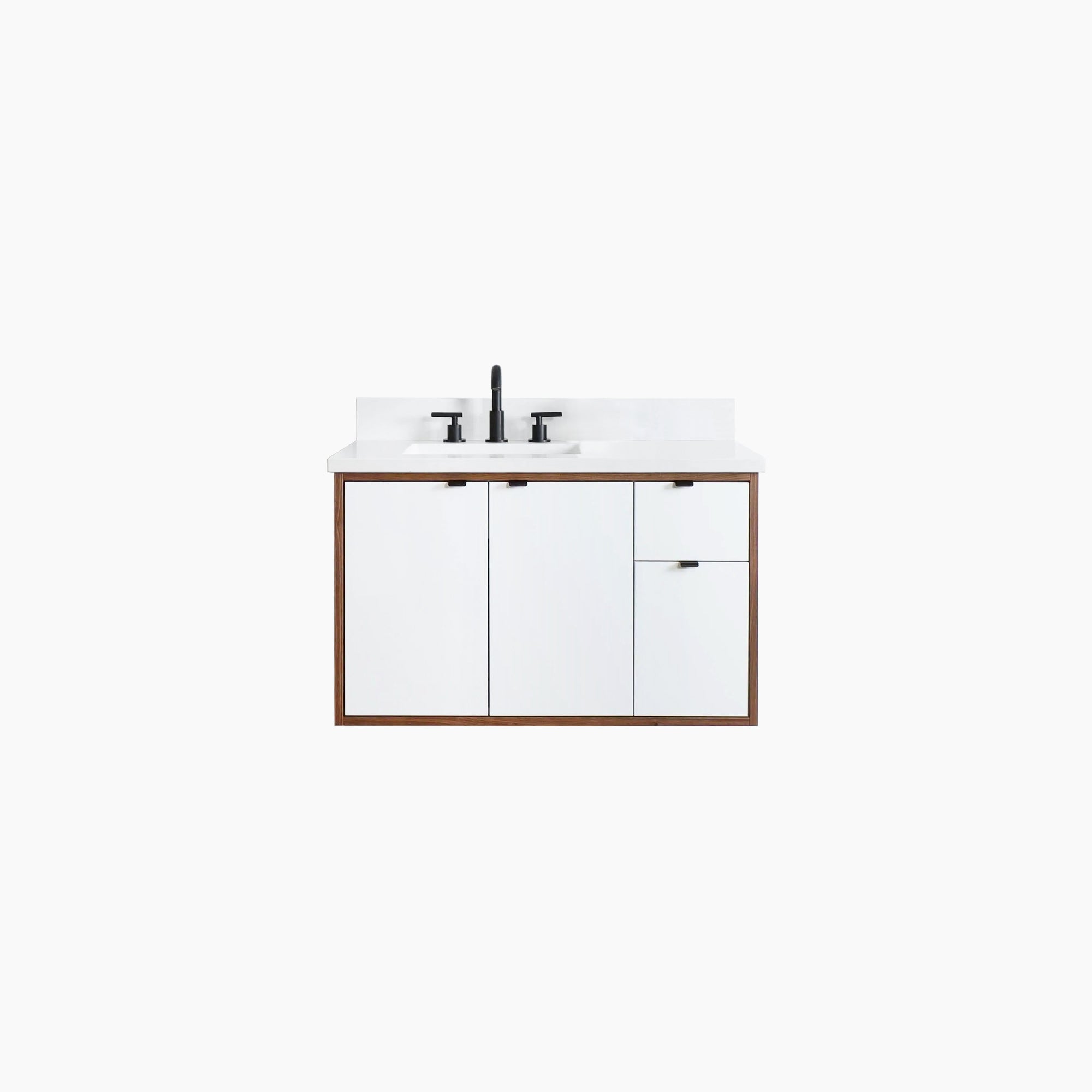 Sidney 36 Wall Mount Gloss White Bathroom Vanity, Left Sink