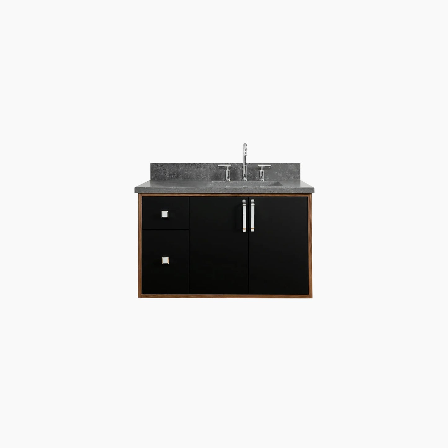 Sidney 36" Wall Mount Matte Black Bathroom Vanity, Right Sink