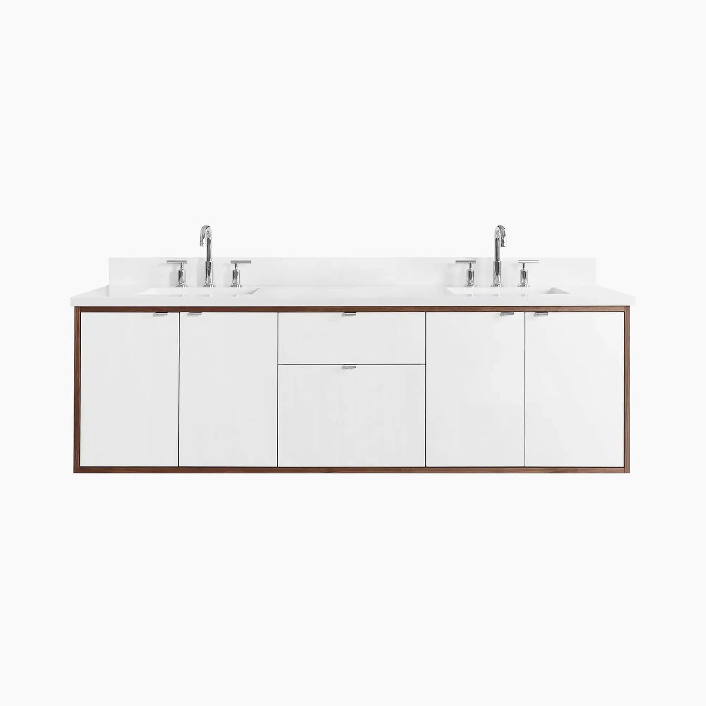 Sidney SLIM 72" Wall Mount Gloss White Bathroom Vanity, Double Sink Teodor Bathroom Vanity Canada
