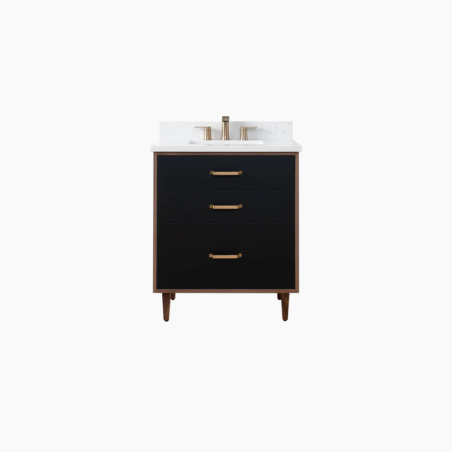 Sidney SLIM 30" Matte Black Bathroom Vanity - All Drawers