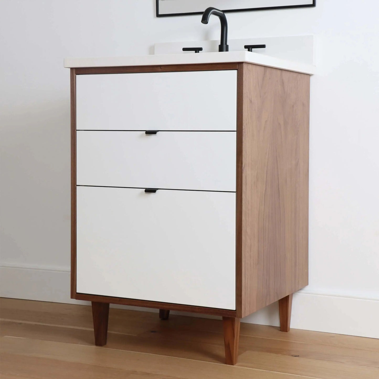 Sidney SLIM 24" Gloss White Bathroom Vanity - All Drawers Teodor Bathroom Vanity Canada