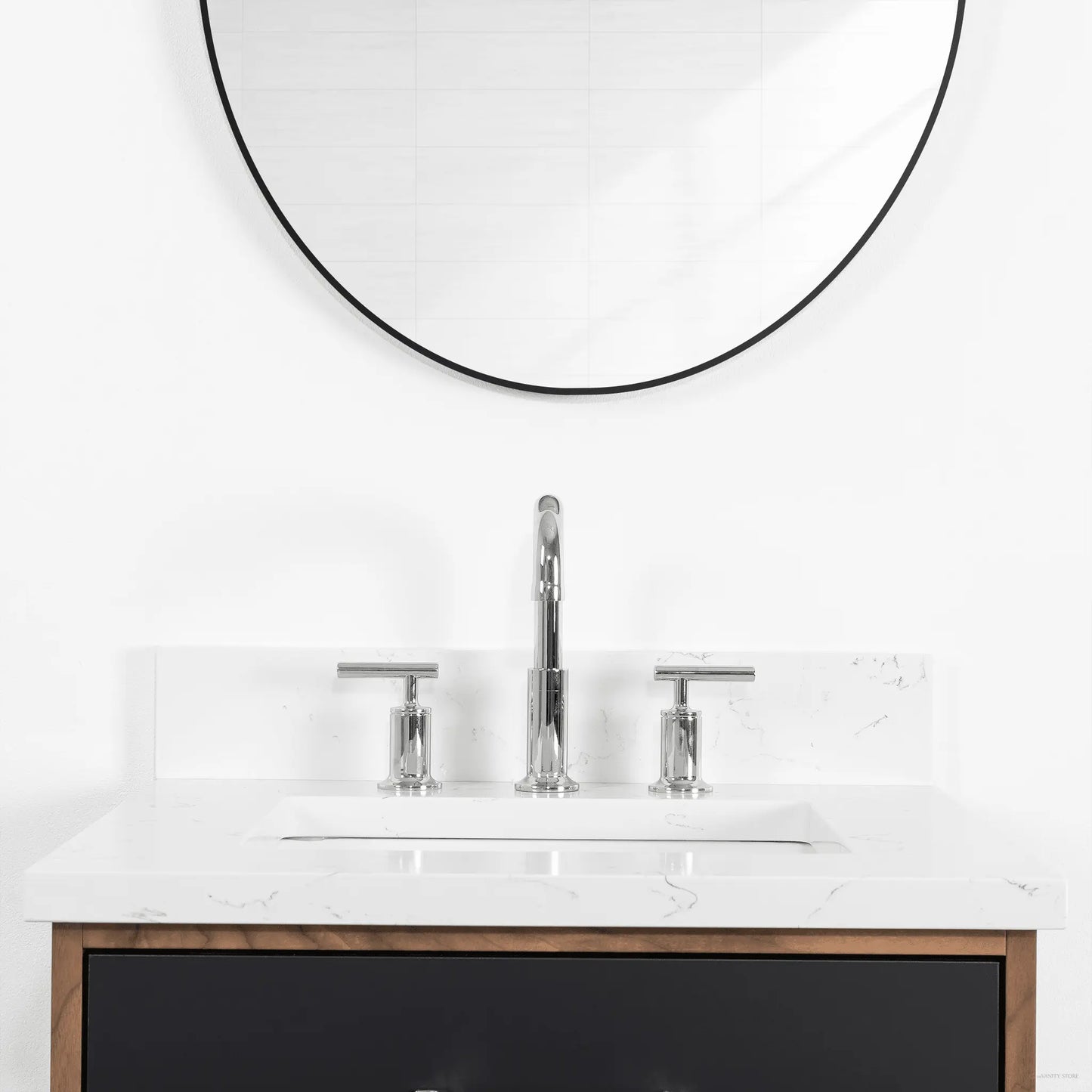 Sidney 24" Wall Mount Matte Black Bathroom Vanity - All Drawers