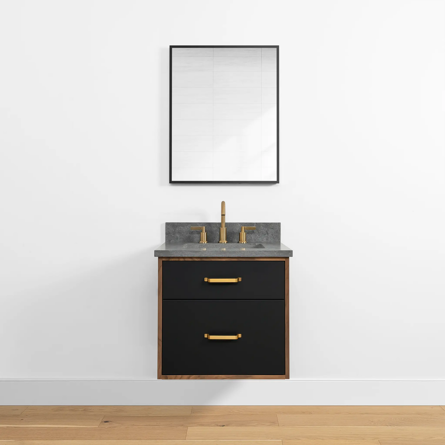 Sidney 24" Wall Mount Matte Black Bathroom Vanity - All Drawers