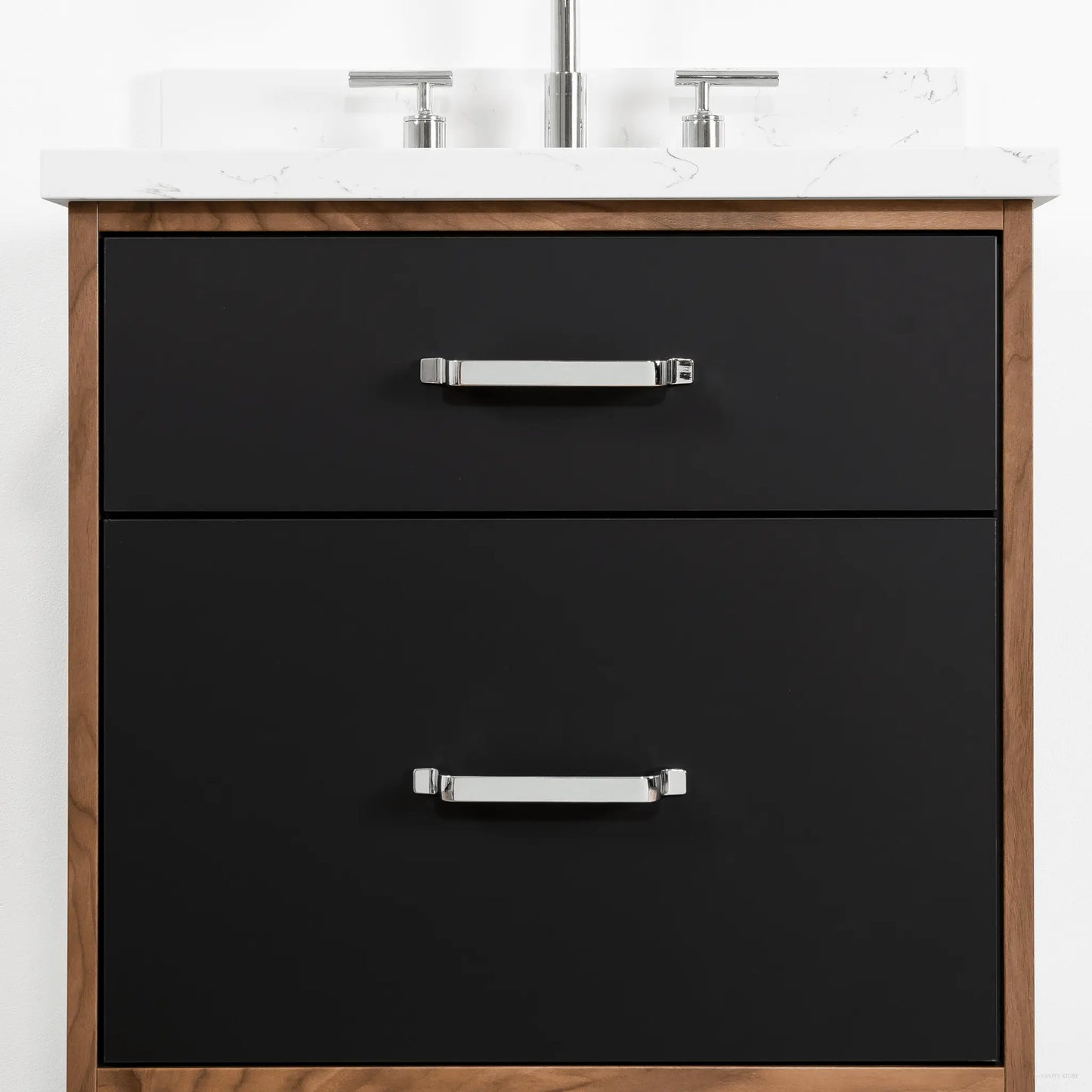 Sidney 24" Wall Mount Matte Black Bathroom Vanity - All Drawers