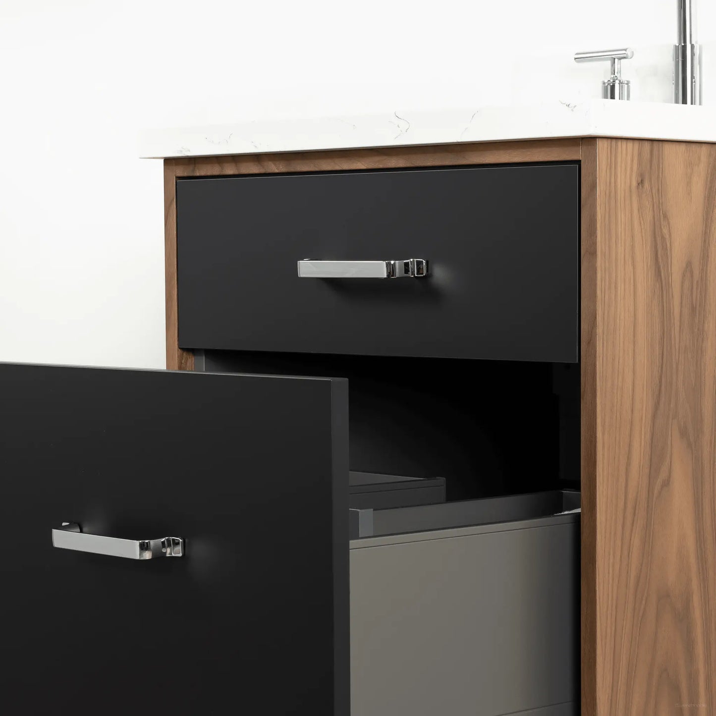Sidney 24" Wall Mount Matte Black Bathroom Vanity - All Drawers