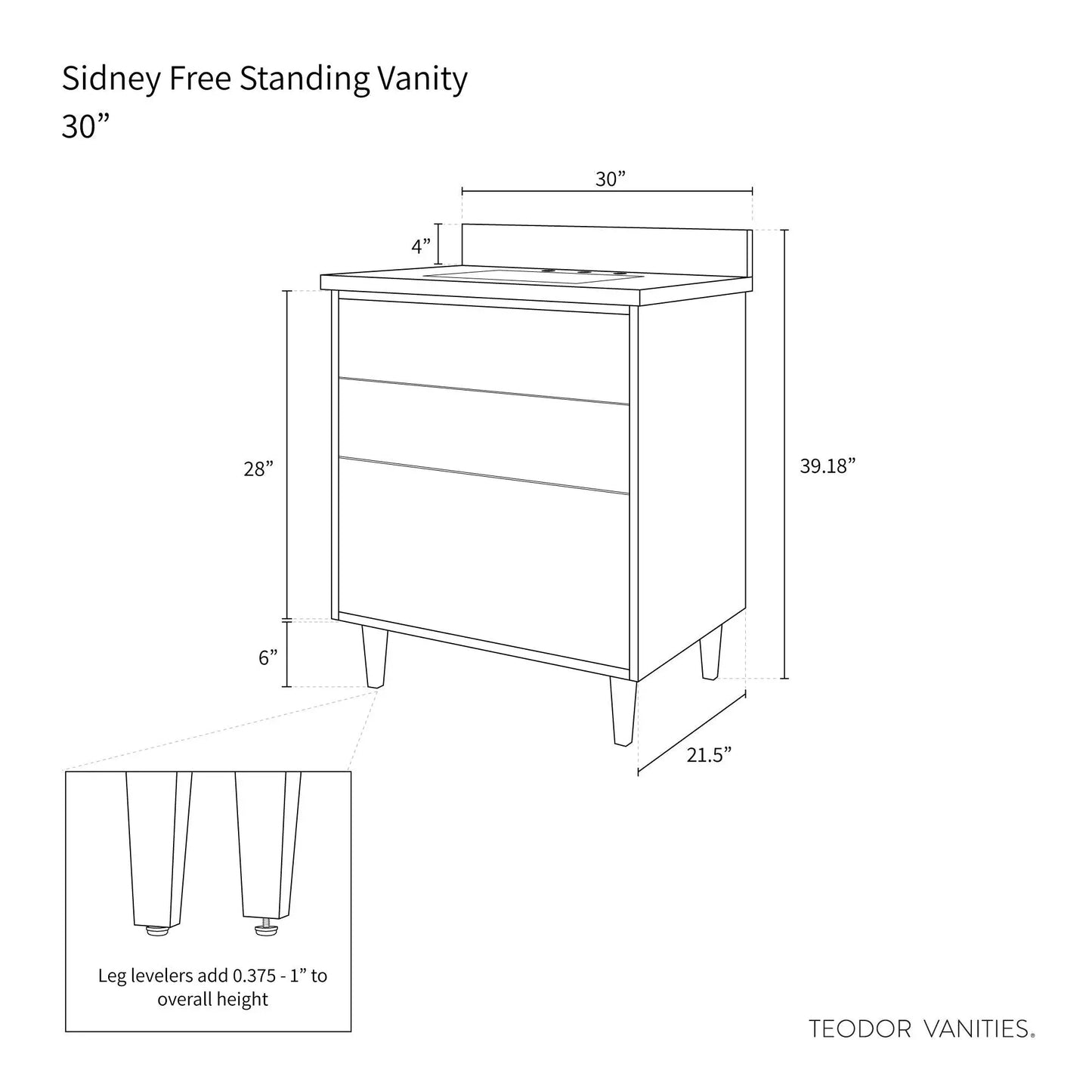 Sidney 30", Teodor® Modern Gloss White Vanity Teodor Bathroom VanityCanada