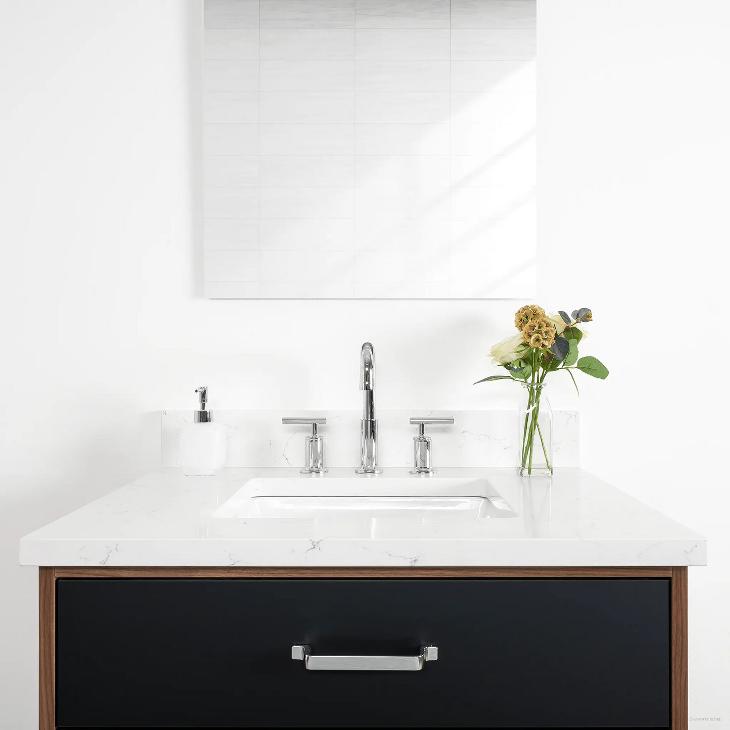 Sidney 30" Matte Black Bathroom Vanity - All Drawers