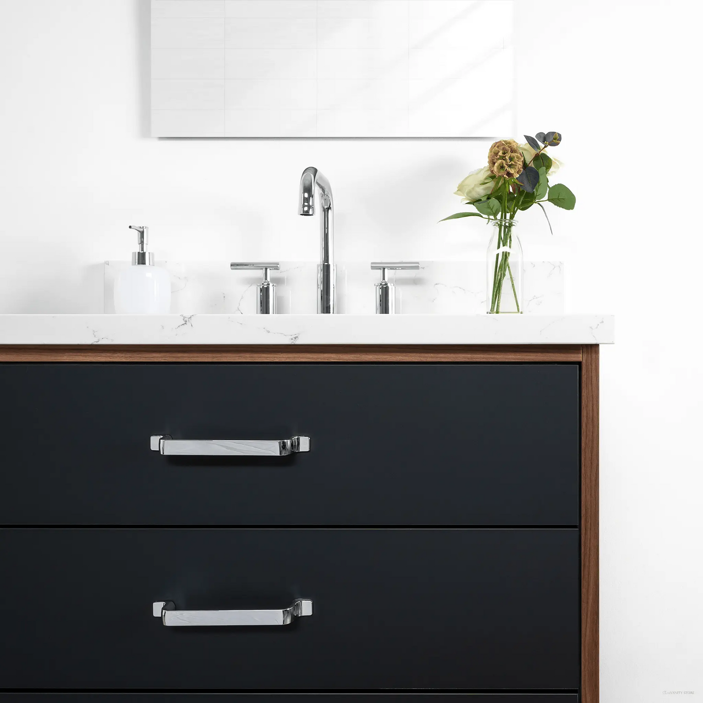 Sidney 30" Matte Black Bathroom Vanity - All Drawers
