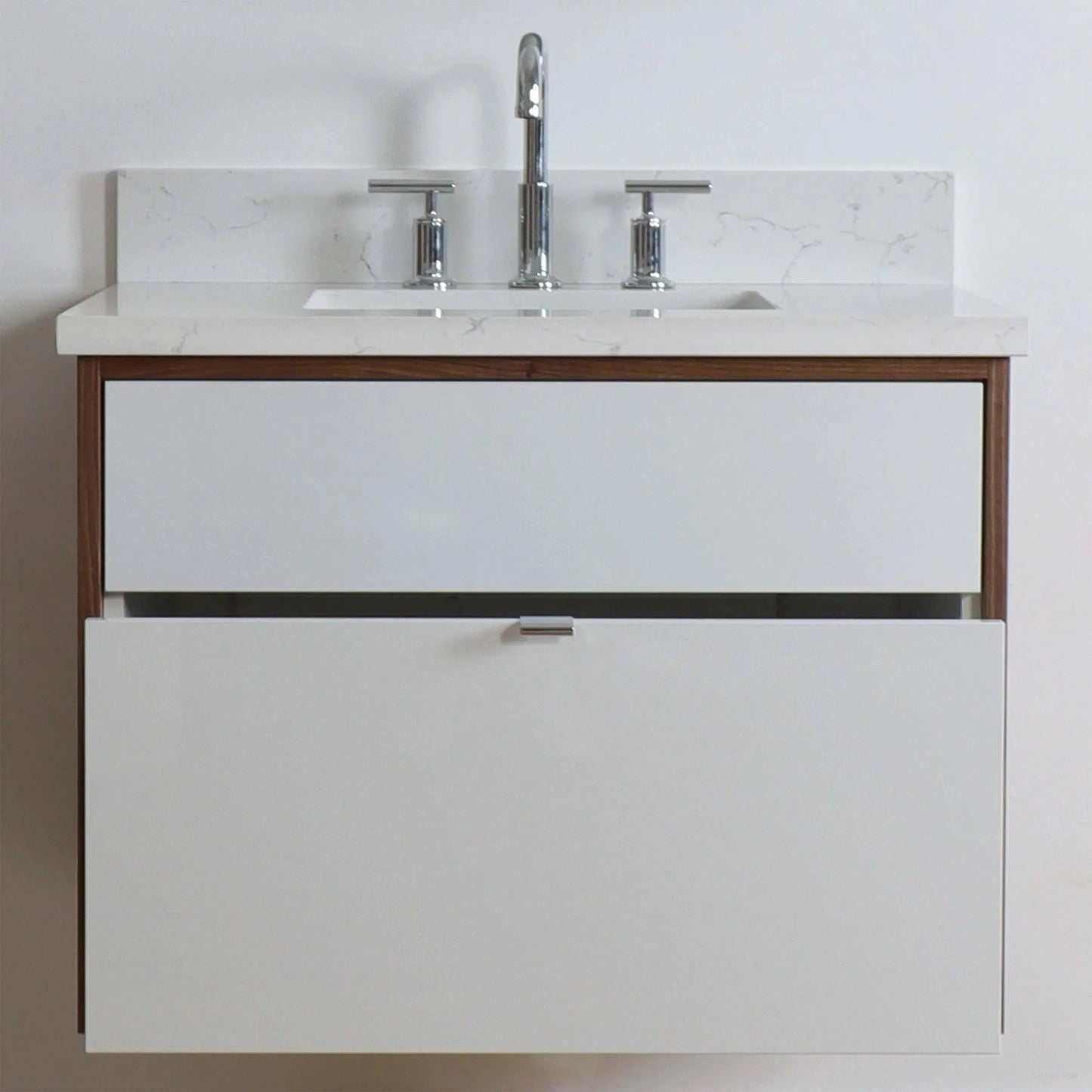 Sidney SLIM 30" Wall Mount Gloss White Bathroom Vanity - All Drawers Teodor Bathroom Vanity Canada