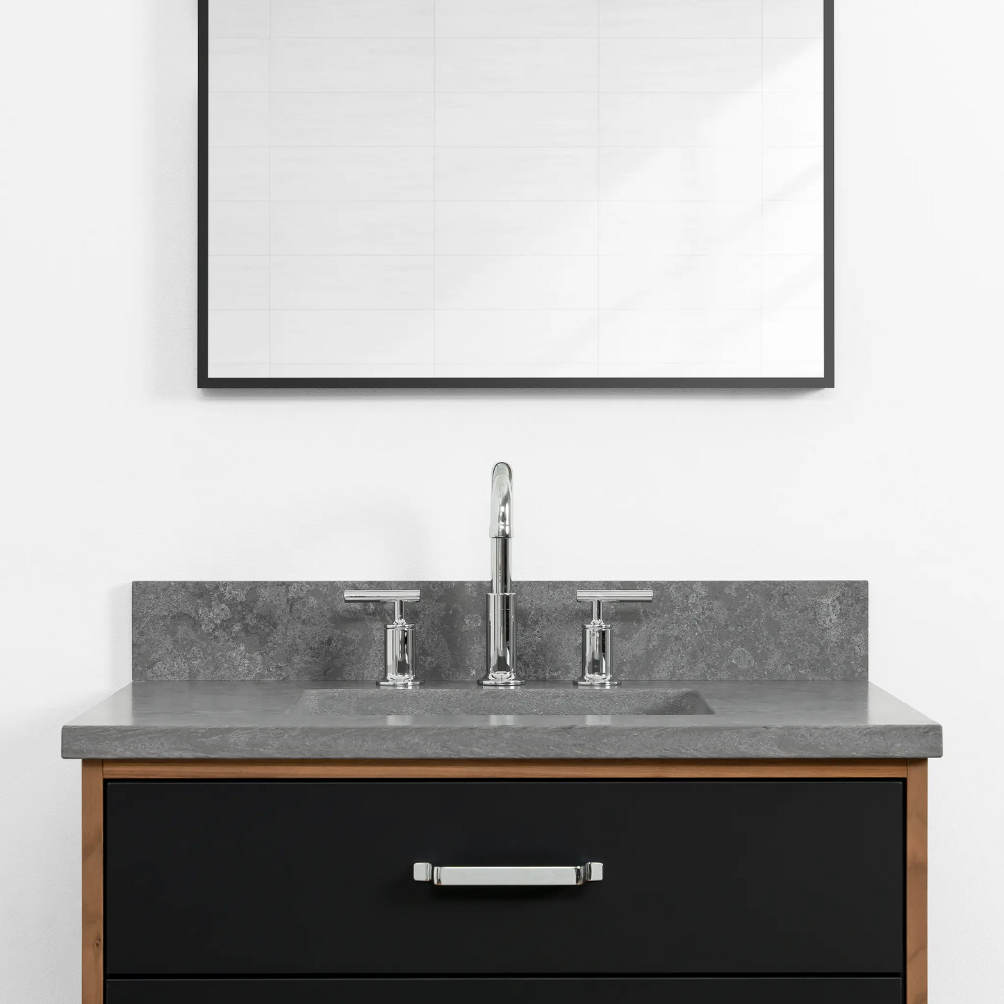 Sidney 30" Wall Mount Matte Black Bathroom Vanity - All Drawers