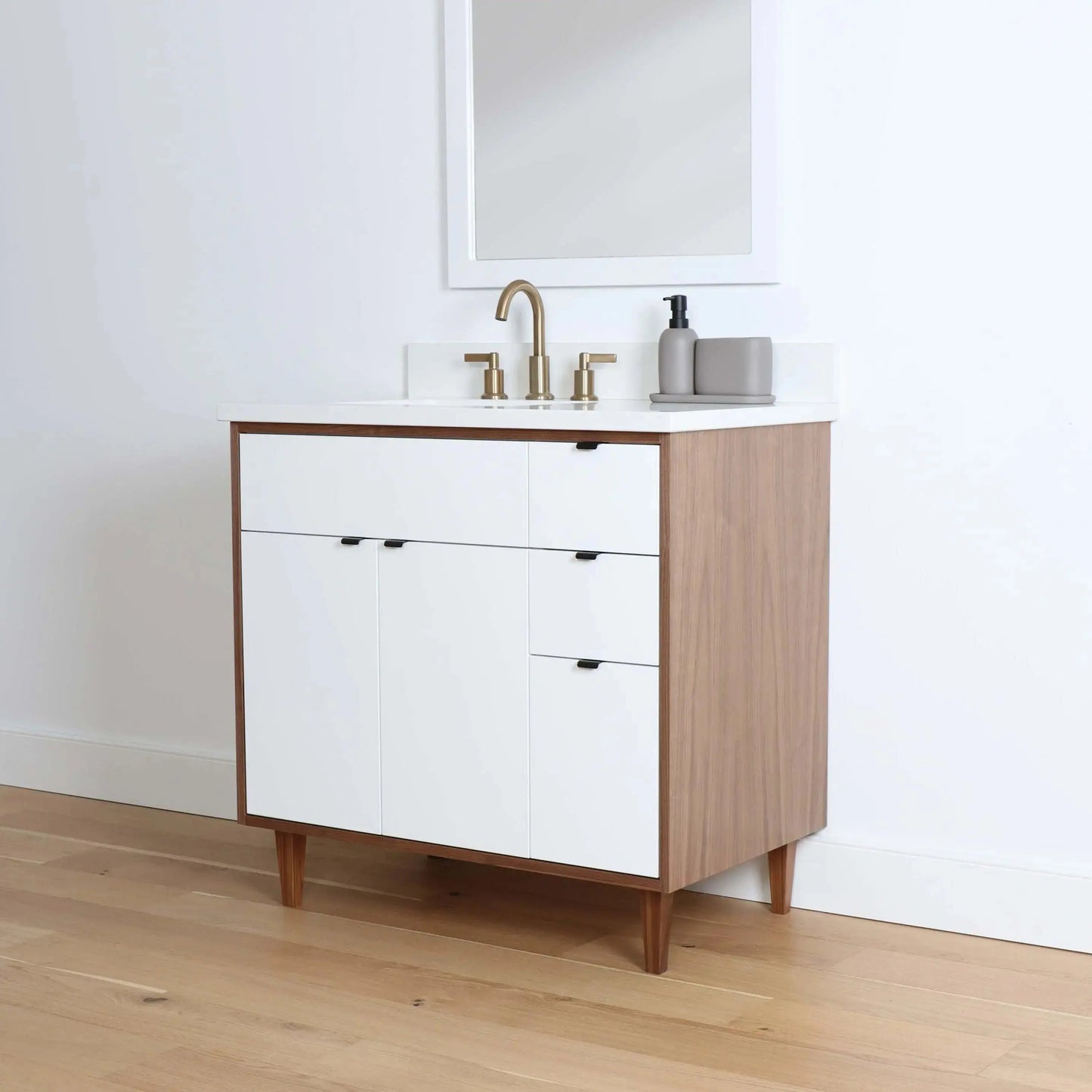 Sidney SLIM 36" Gloss White Bathroom Vanity, Left Sink Teodor Bathroom Vanity Canada