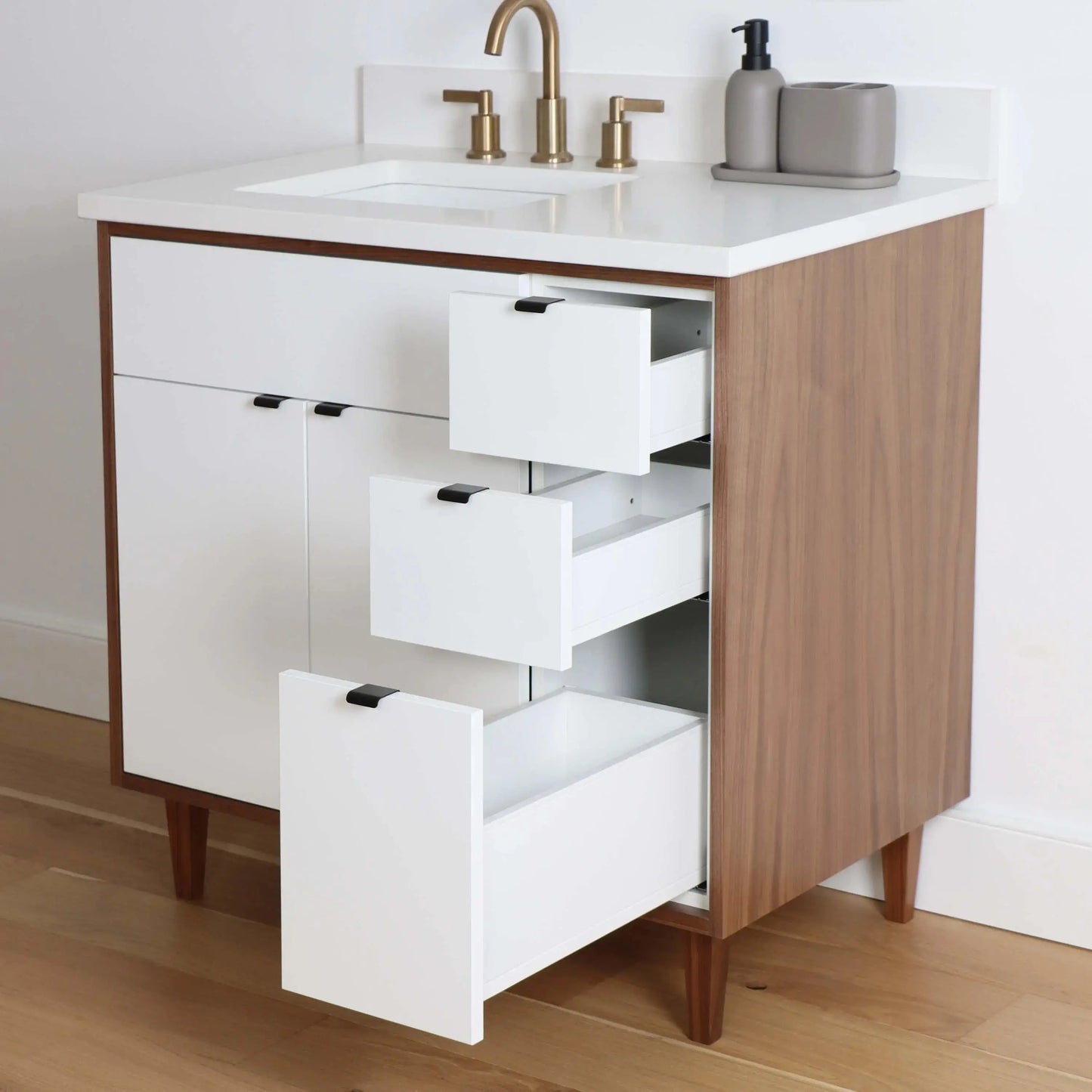 Sidney SLIM 36" Gloss White Bathroom Vanity, Left Sink Teodor Bathroom Vanity Canada