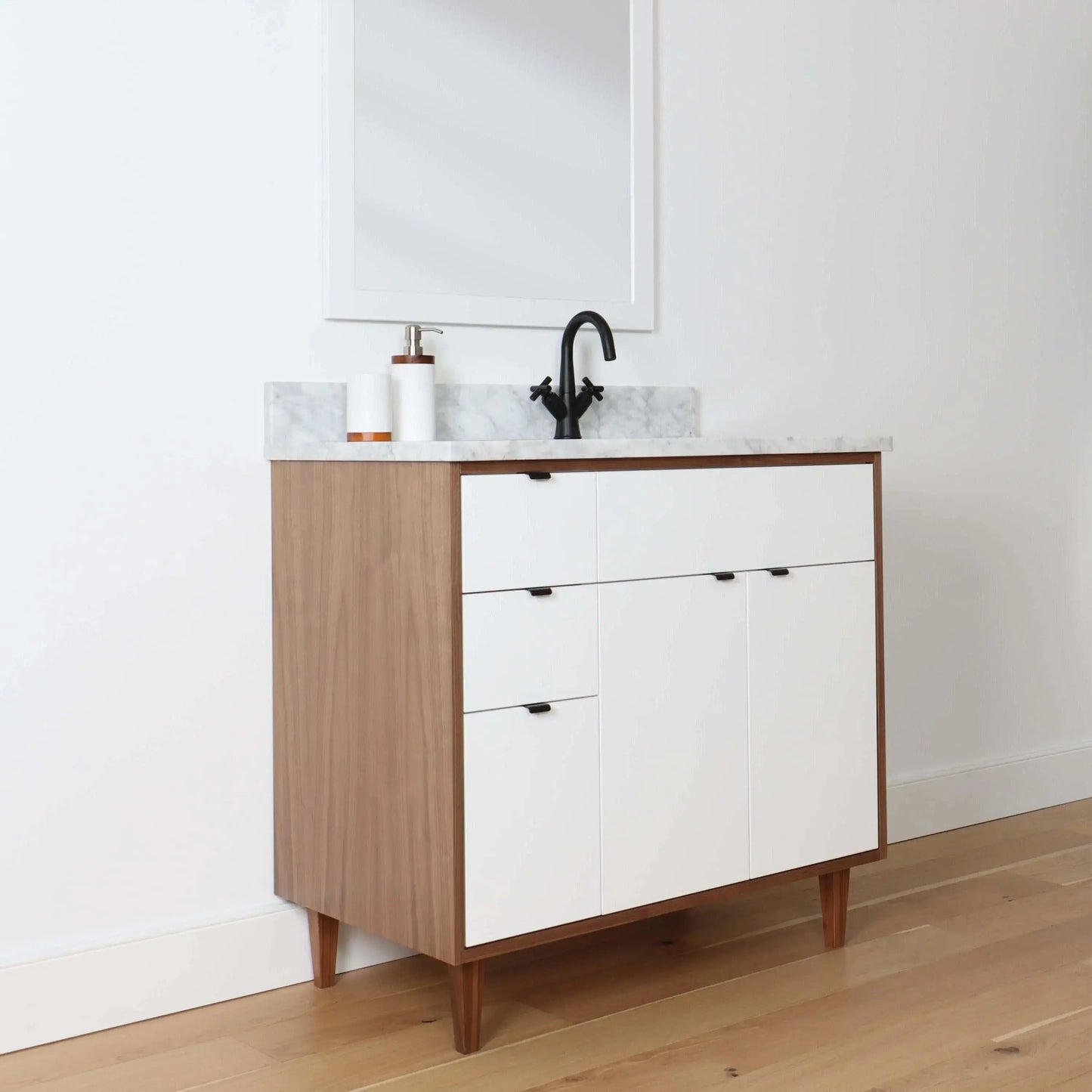 Sidney SLIM 36" Gloss White Bathroom Vanity, Right Sink Teodor Bathroom Vanity Canada