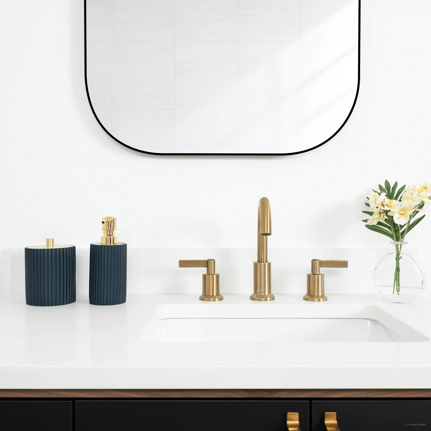 Sidney 36" Wall Mount Matte Black Bathroom Vanity, Right Sink