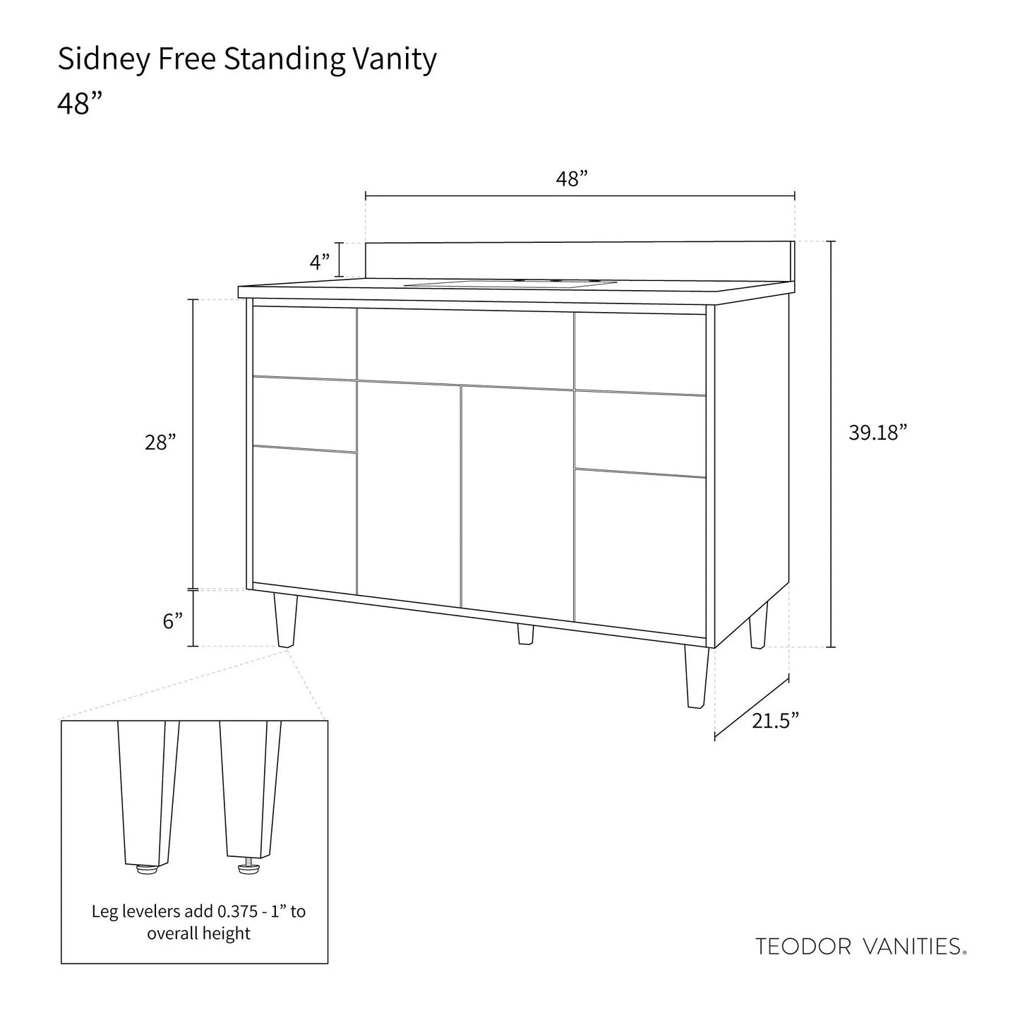 Sidney 48", Teodor® Modern Gloss White Vanity Teodor Bathroom VanityCanada