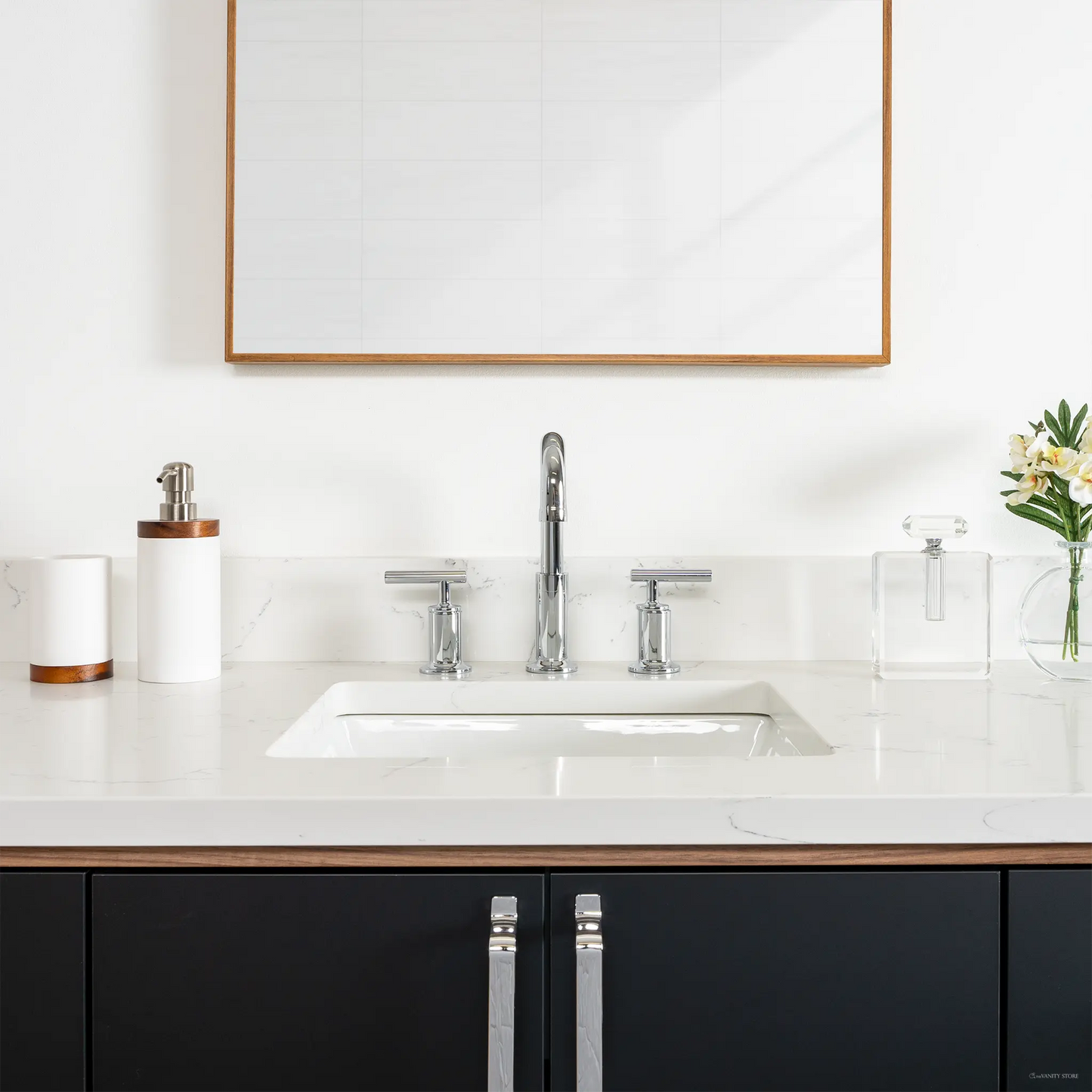 Sidney 48" Wall Mount Matte Black Bathroom Vanity