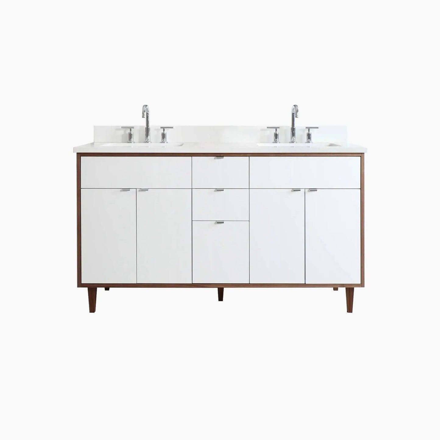 Sidney SLIM 60" Gloss White Bathroom Vanity, Double Sink Teodor Bathroom Vanity Canada
