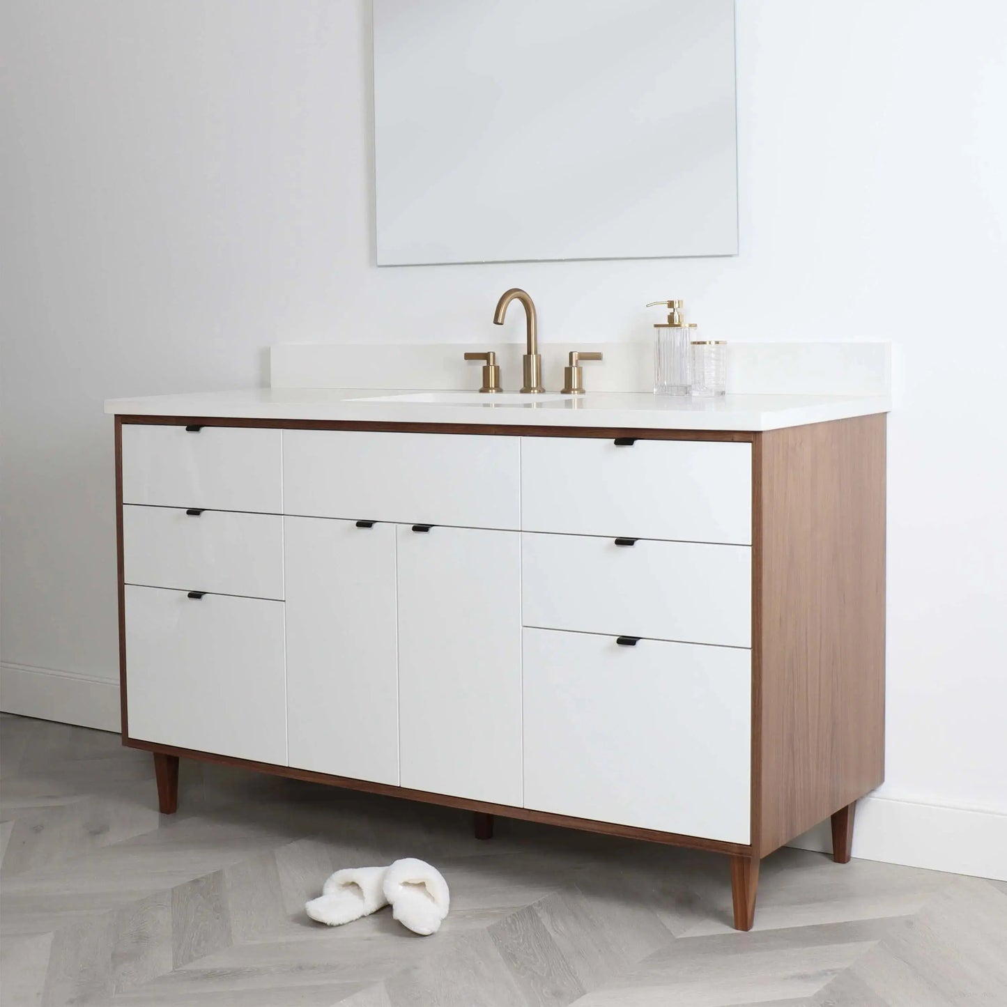 Sidney SLIM 60" Gloss White Bathroom Vanity Teodor Bathroom Vanity Canada