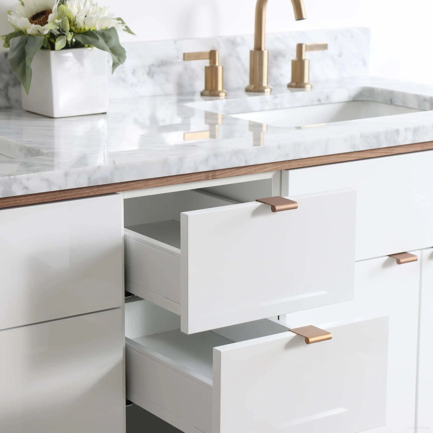 Sidney SLIM 60" Gloss White Bathroom Vanity, Double Sink Teodor Bathroom Vanity Canada