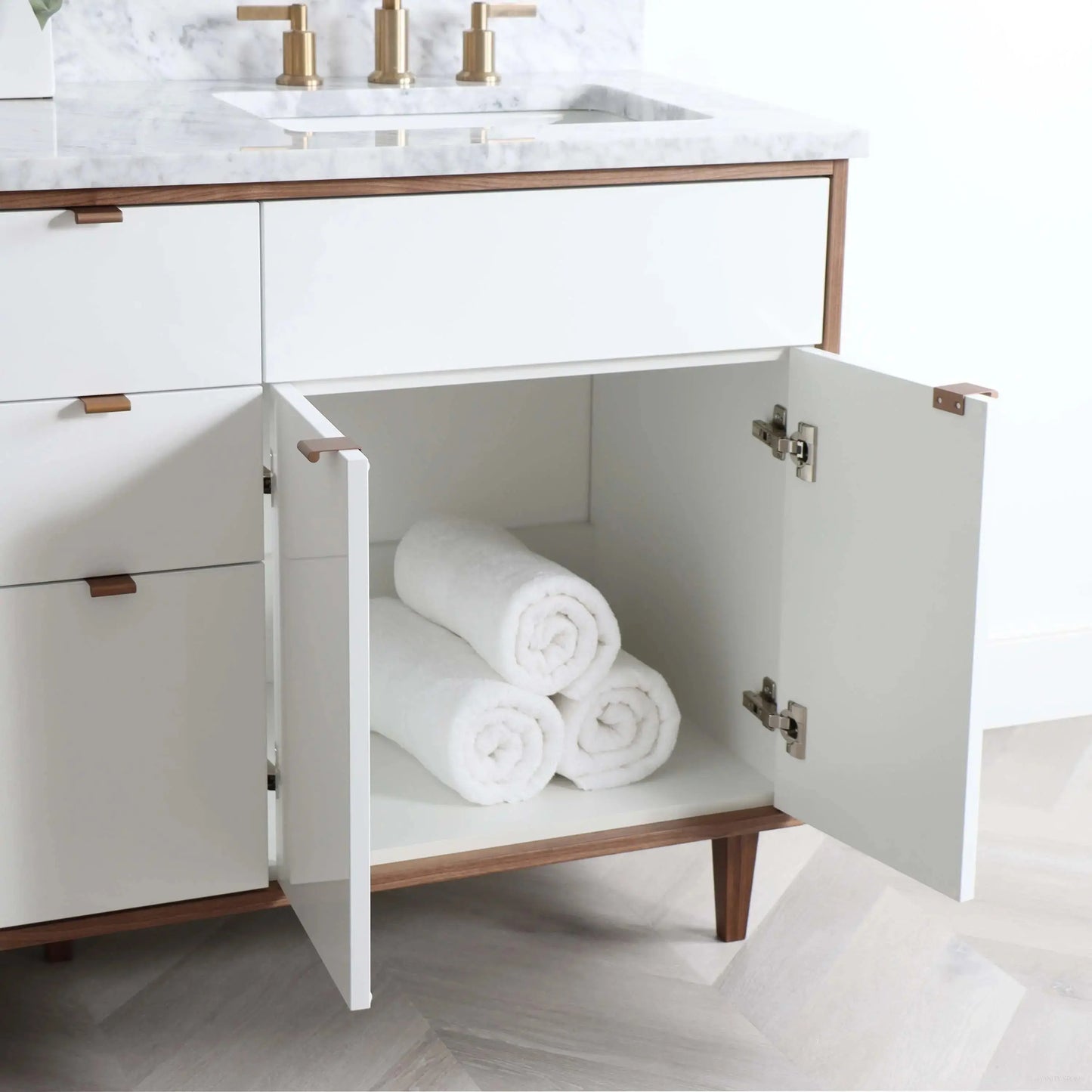 Sidney SLIM 60" Gloss White Bathroom Vanity, Double Sink Teodor Bathroom Vanity Canada