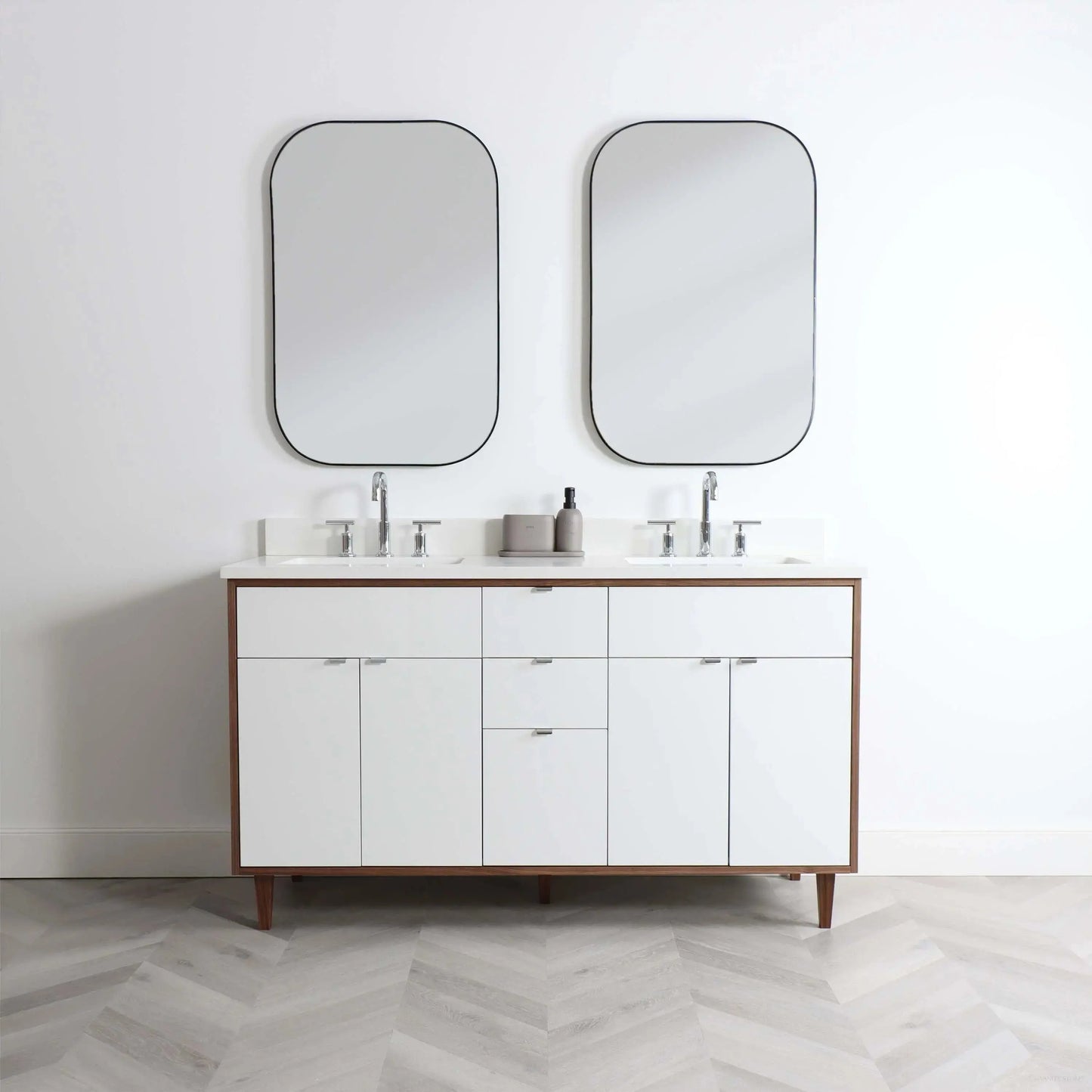 Sidney SLIM 60" Gloss White Bathroom Vanity, Double Sink Teodor Bathroom Vanity Canada