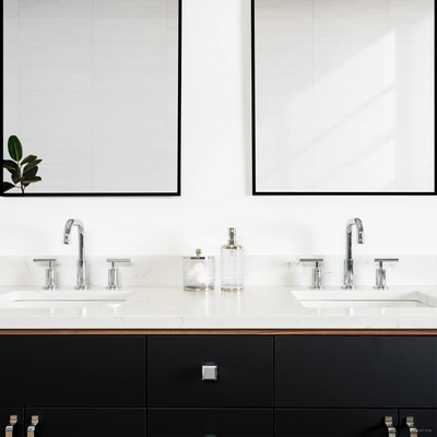 Sidney 60" Matte Black Bathroom Vanity, Double Sink