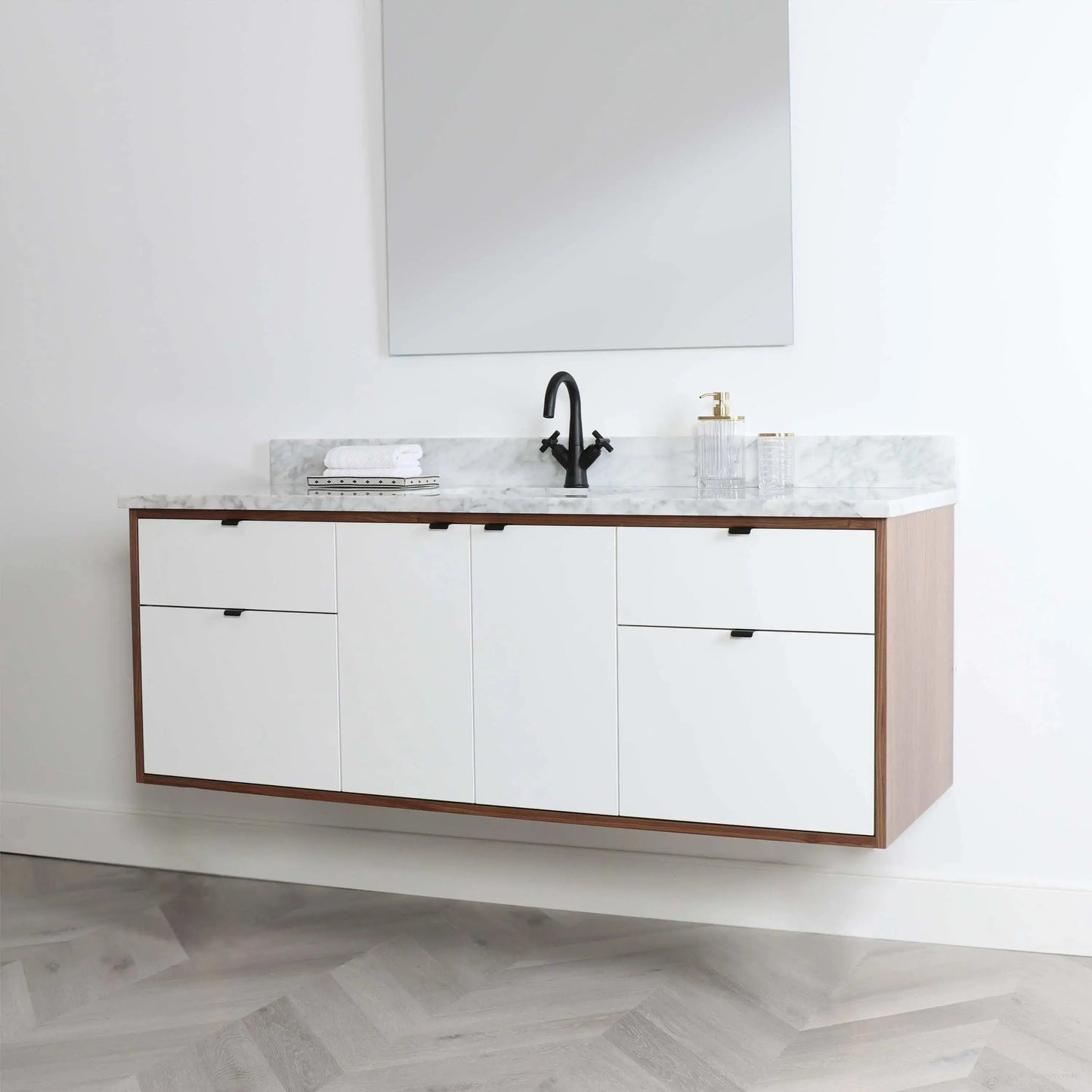 Sidney SLIM 60" Wall Mount Gloss White Bathroom Vanity Teodor Bathroom Vanity Canada