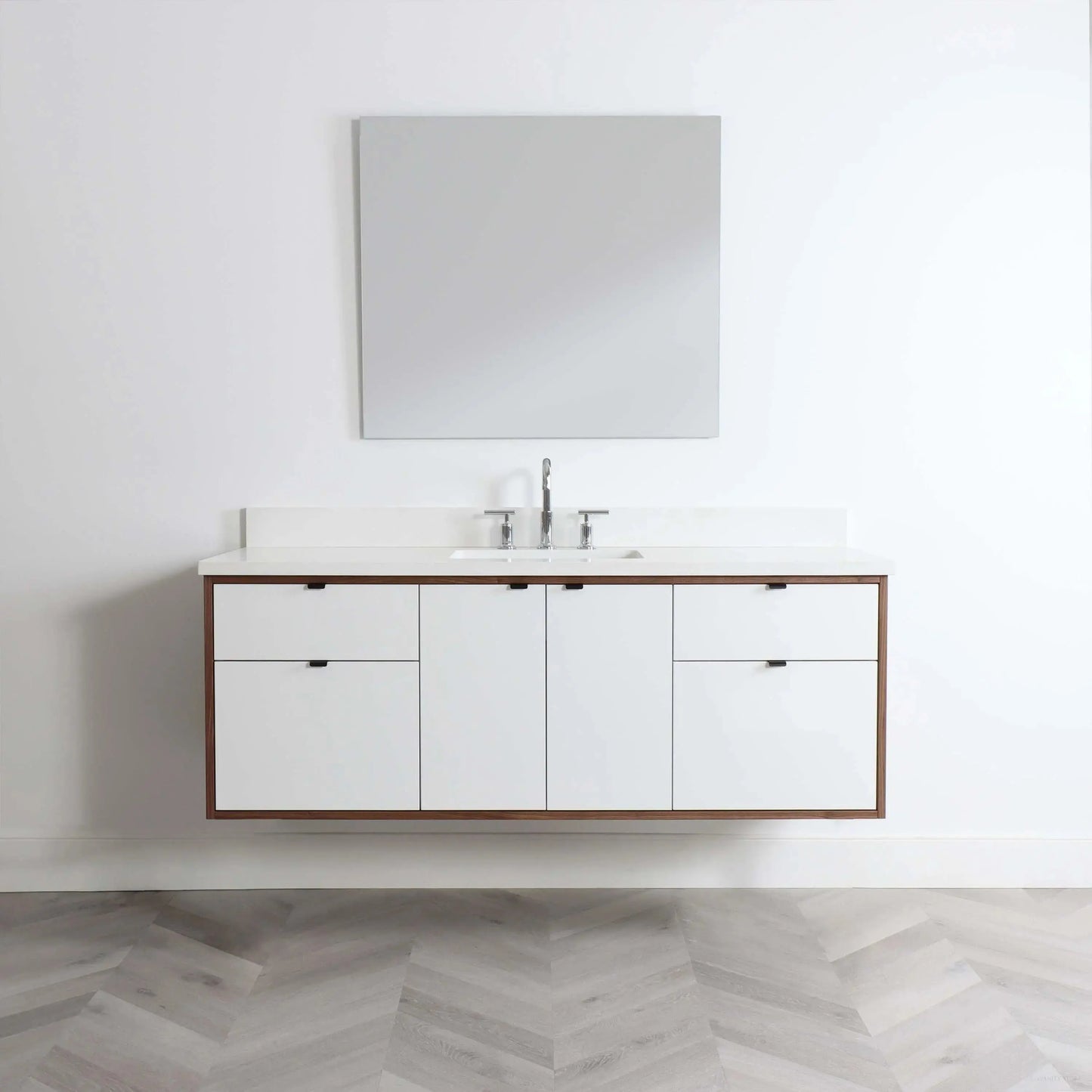 Sidney SLIM 60" Wall Mount Gloss White Bathroom Vanity Teodor Bathroom Vanity Canada