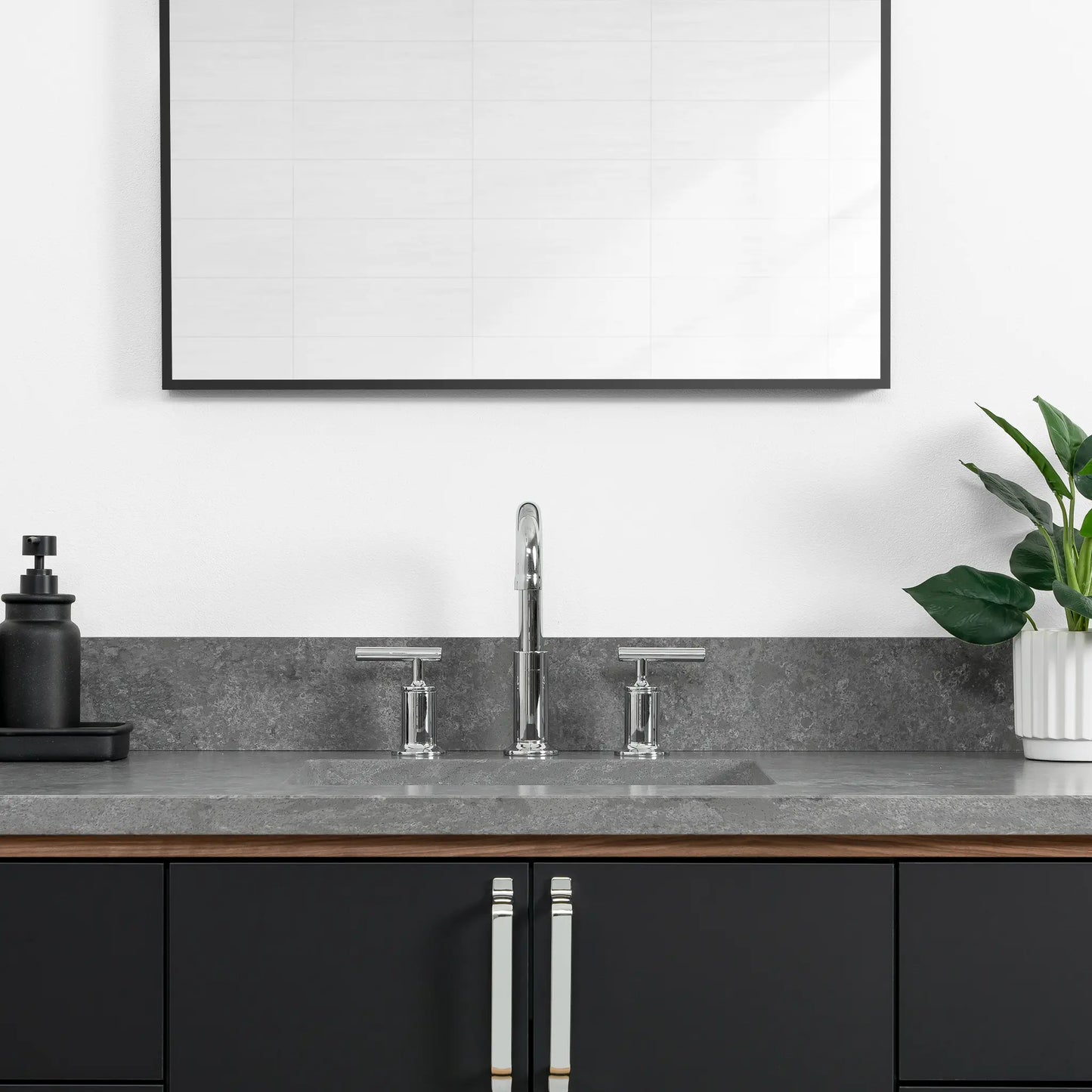 Sidney 60" Wall Mount Matte Black Bathroom Vanity