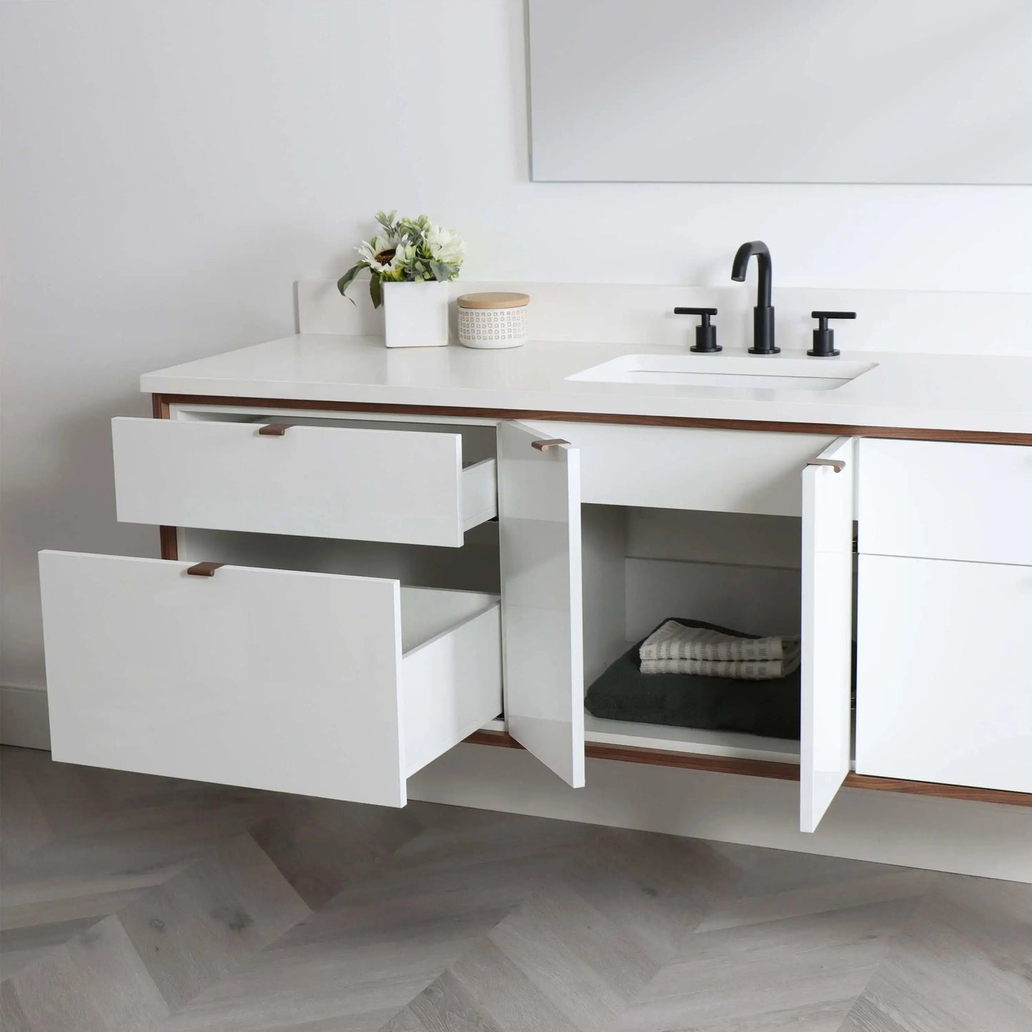 Sidney SLIM 72" Wall Mount Gloss White Bathroom Vanity Teodor Bathroom Vanity Canada