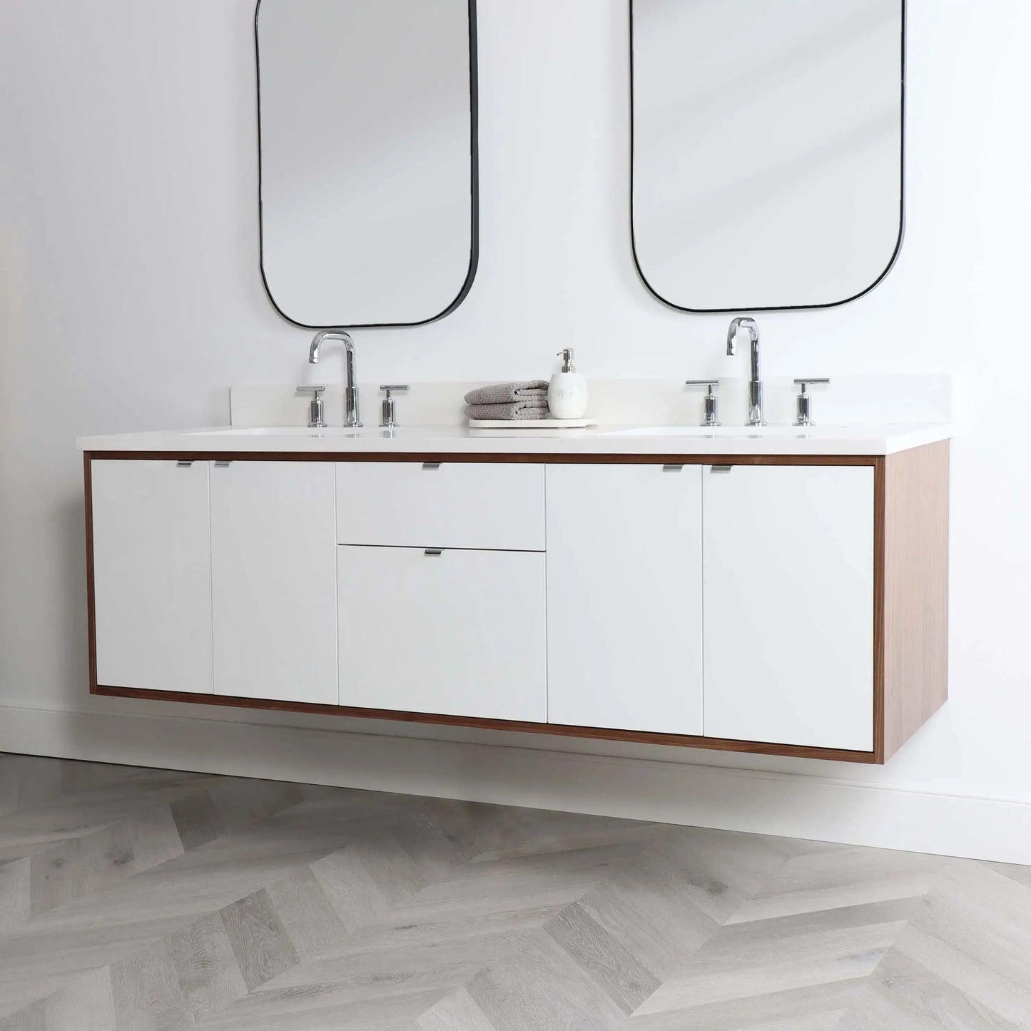 Sidney SLIM 72" Wall Mount Gloss White Bathroom Vanity, Double Sink Teodor Bathroom Vanity Canada