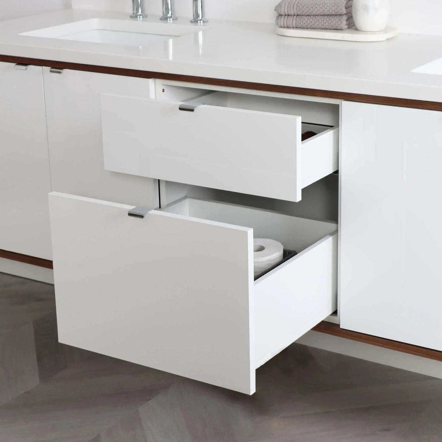 Sidney SLIM 72" Wall Mount Gloss White Bathroom Vanity, Double Sink Teodor Bathroom Vanity Canada