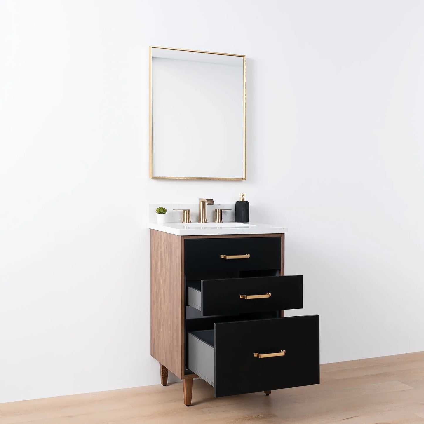 Sidney SLIM, 24" Teodor® Modern Matte Black Vanity Teodor Bathroom VanityCanada