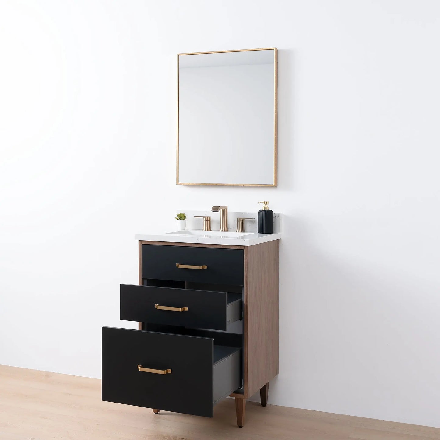 Sidney SLIM, 24" Teodor® Modern Matte Black Vanity Teodor Bathroom VanityCanada